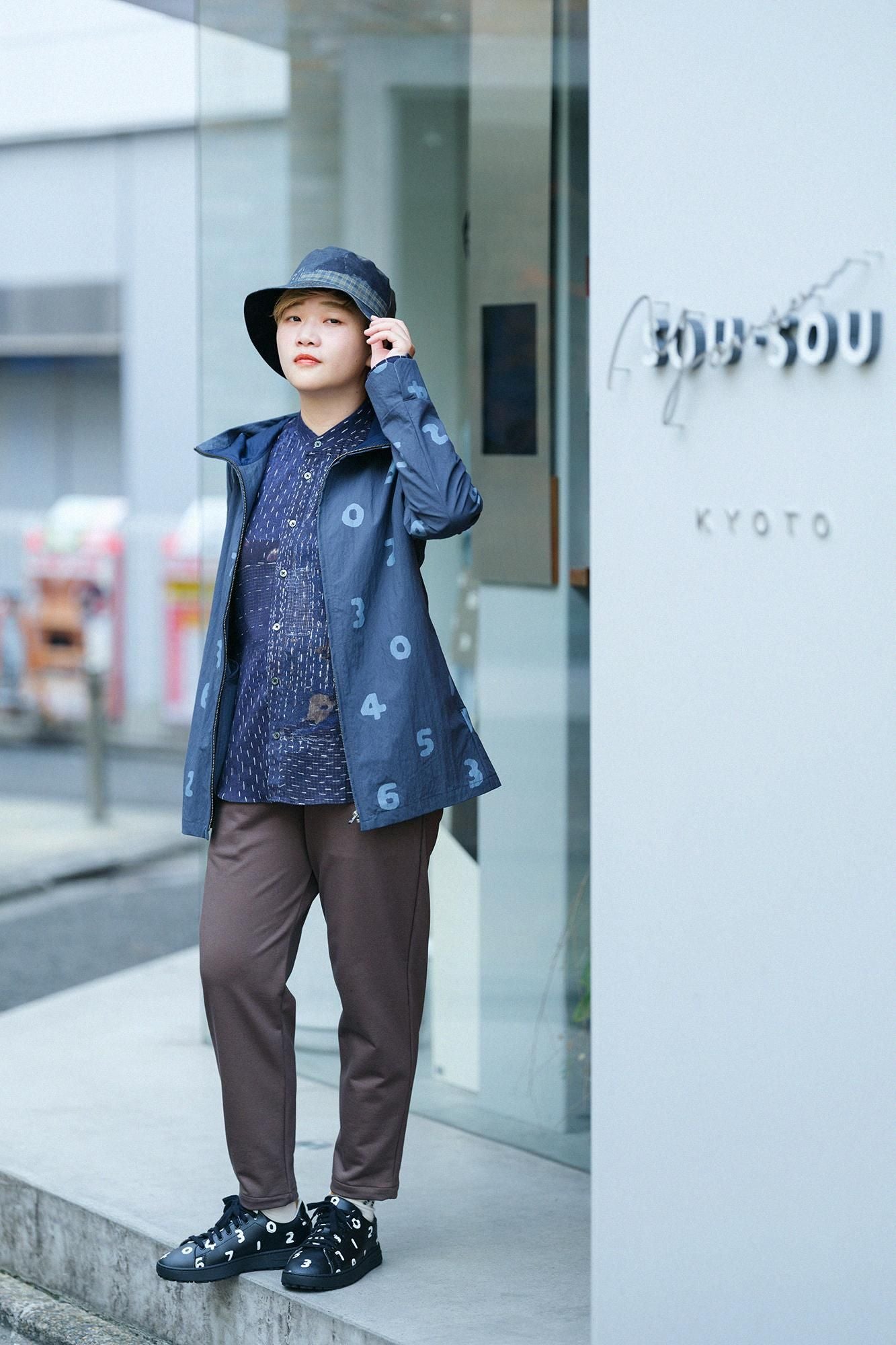 高島縮 20/20 スタンドカラーシャツ/BORO III IJ