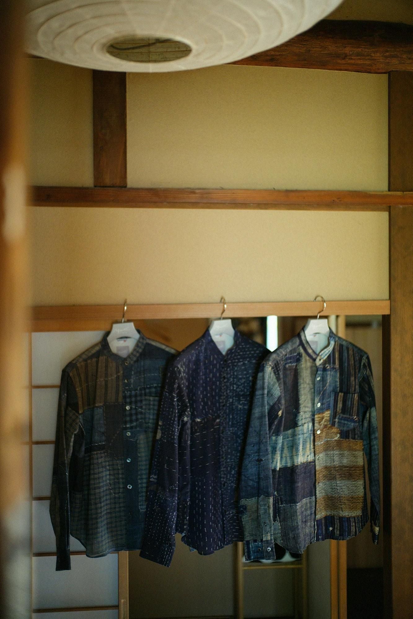 高島縮 20/20 スタンドカラーシャツ/BORO III IJ