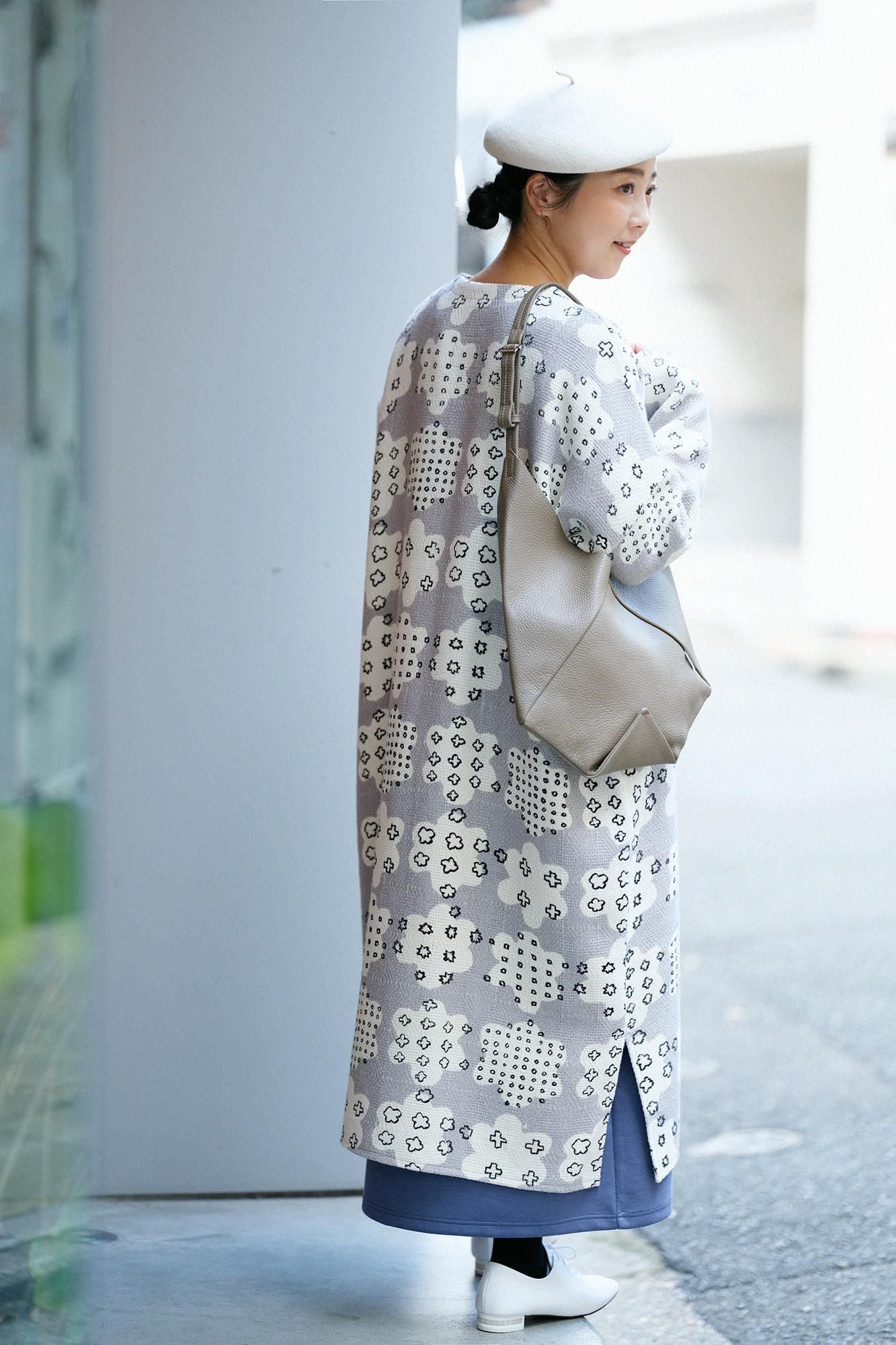 棉麻紡 菱紋樣(菱纹用) 輕型外套/花霰