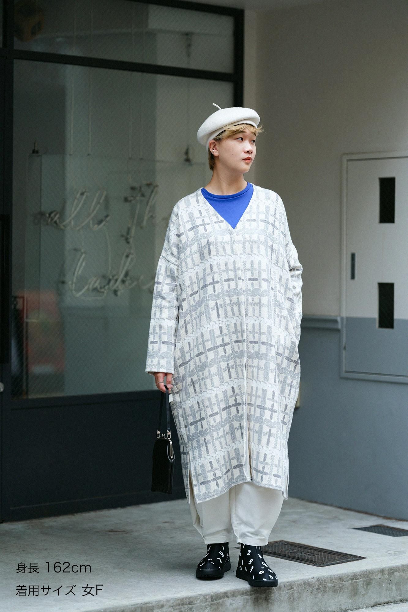 Leichter Mantel aus Baumwollleinen mit Rautenmuster/Komai