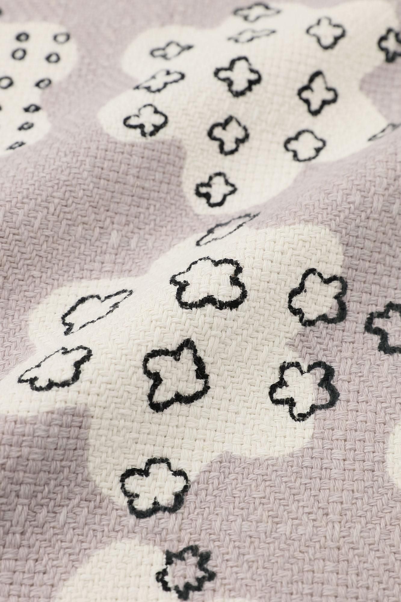 Manteau tunique léger en coton et lin à motif diamant/grêle de fleurs