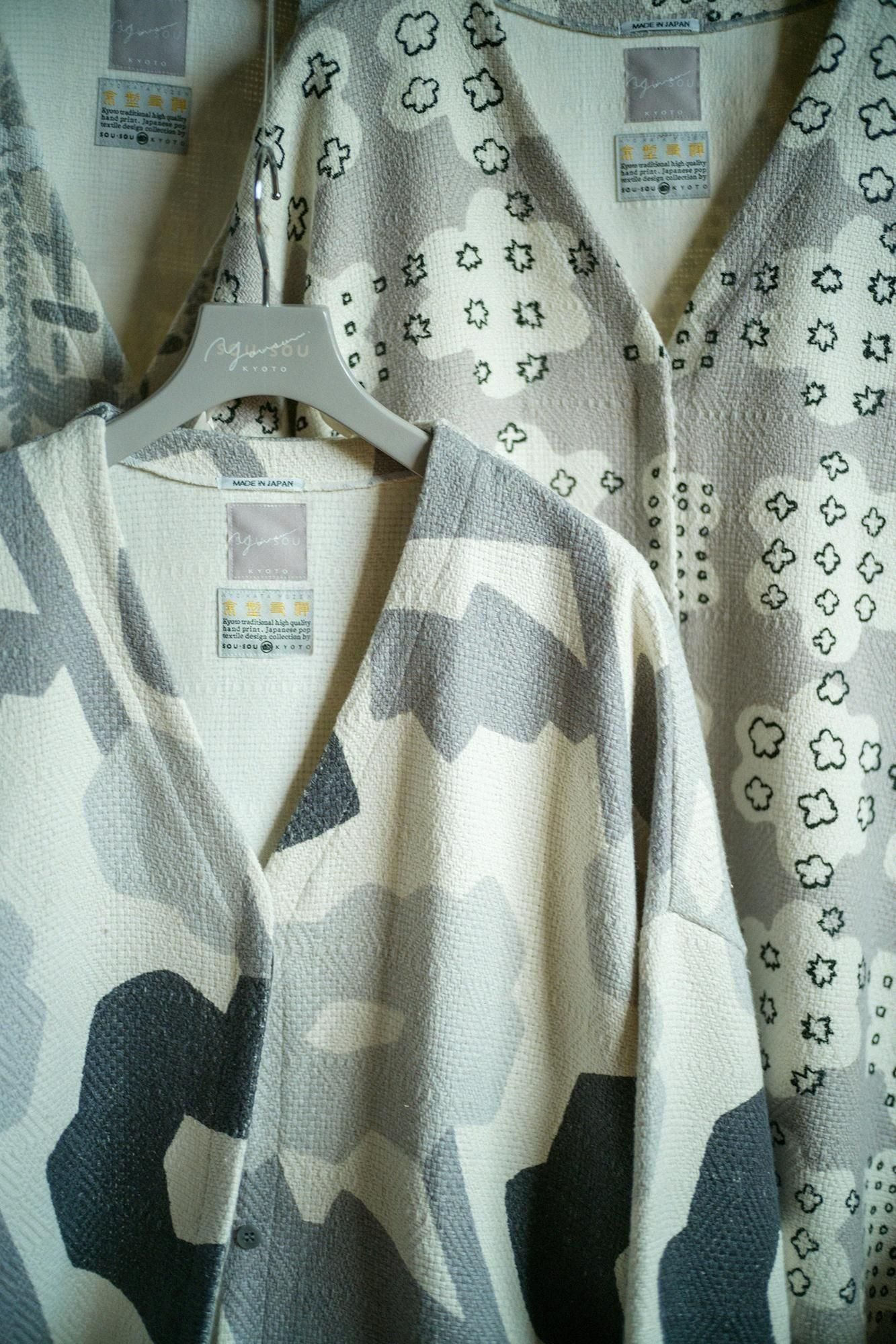 Manteau tunique léger en coton et lin à motif diamant/grêle de fleurs