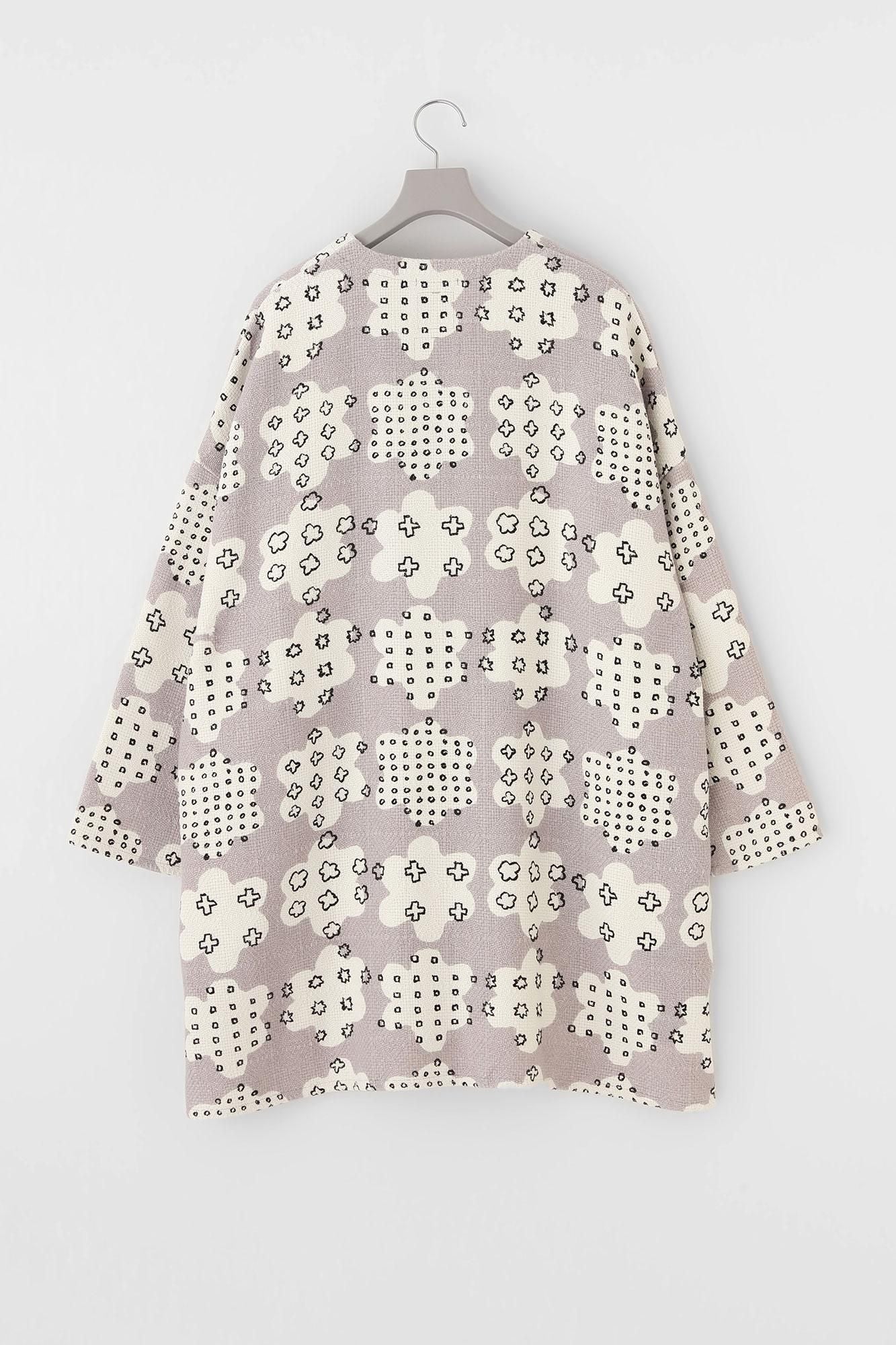 Manteau tunique léger en coton et lin à motif diamant/grêle de fleurs