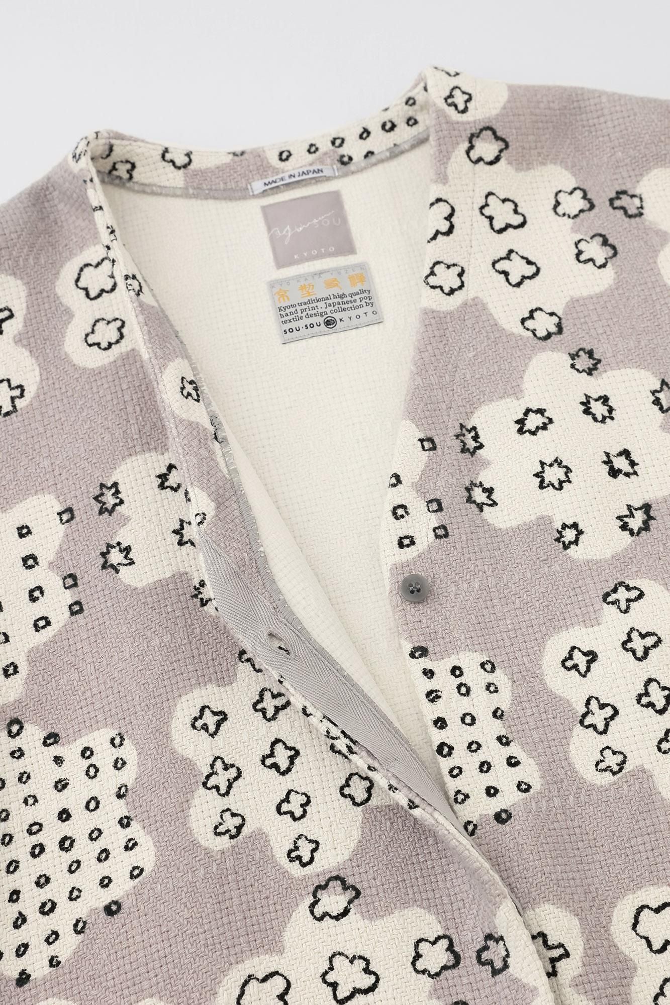 Manteau tunique léger en coton et lin à motif diamant/grêle de fleurs