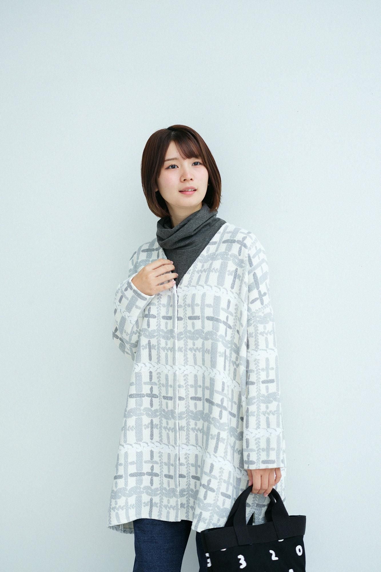 Cotton-linen Blend diamondPattern (HishimonYocormorant) Light Tunic Coat/Lath