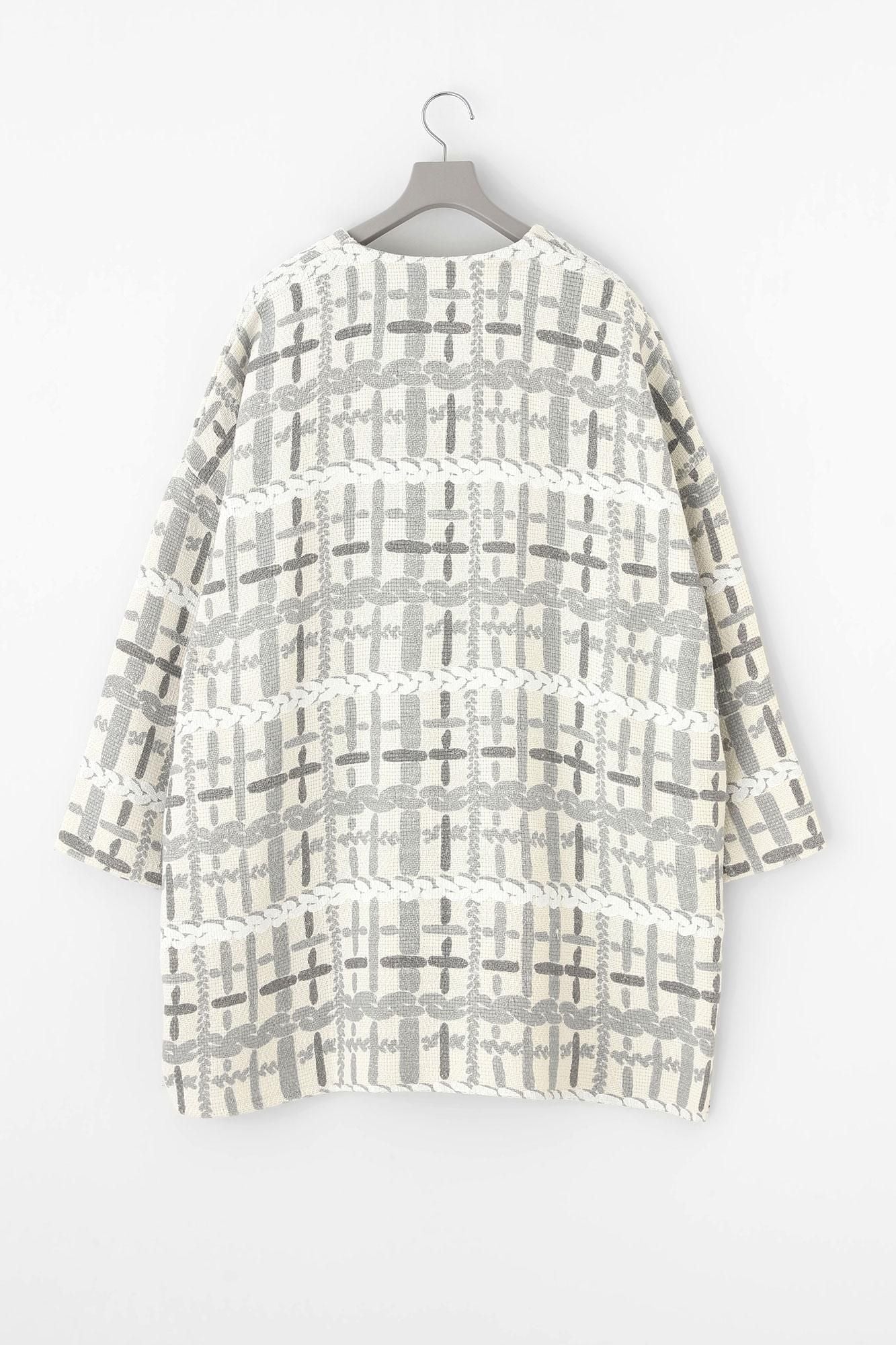 Cotton-linen Blend diamondPattern (HishimonYocormorant) Light Tunic Coat/Lath