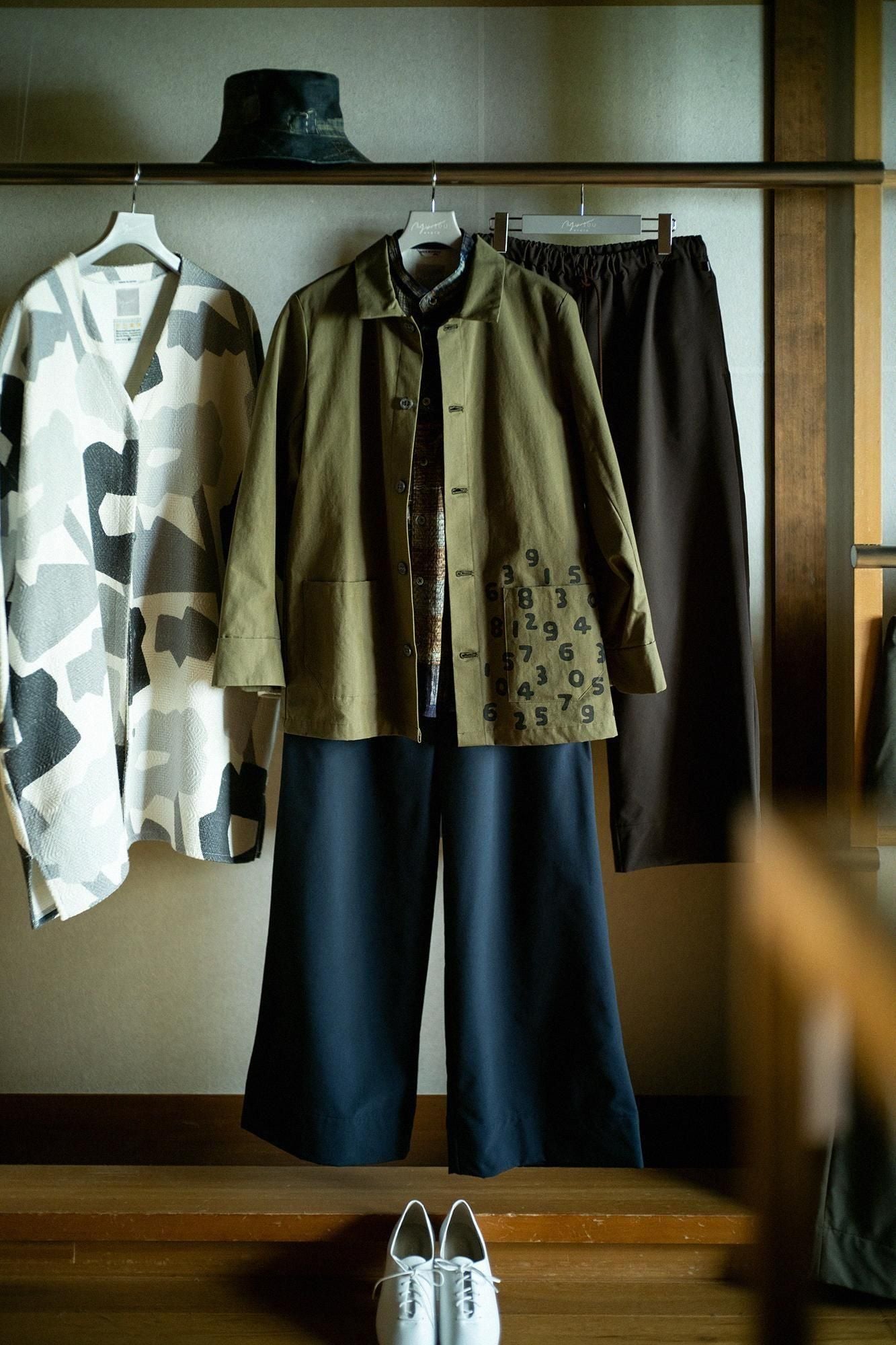 발수 웨더 클로스 칼라자켓/카키색 옷감