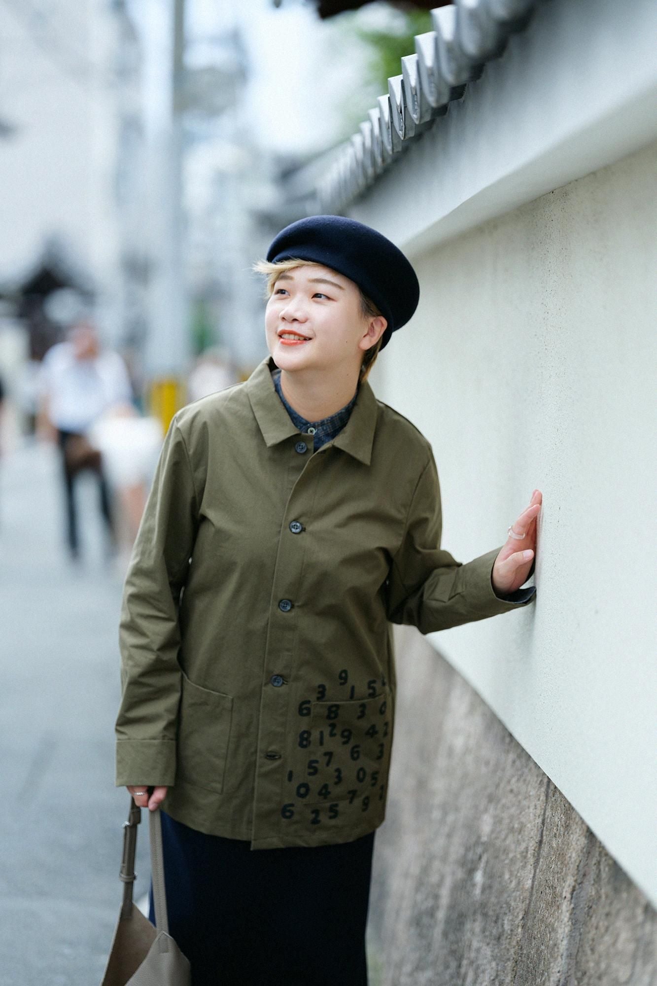 발수 웨더 클로스 칼라자켓/카키색 옷감