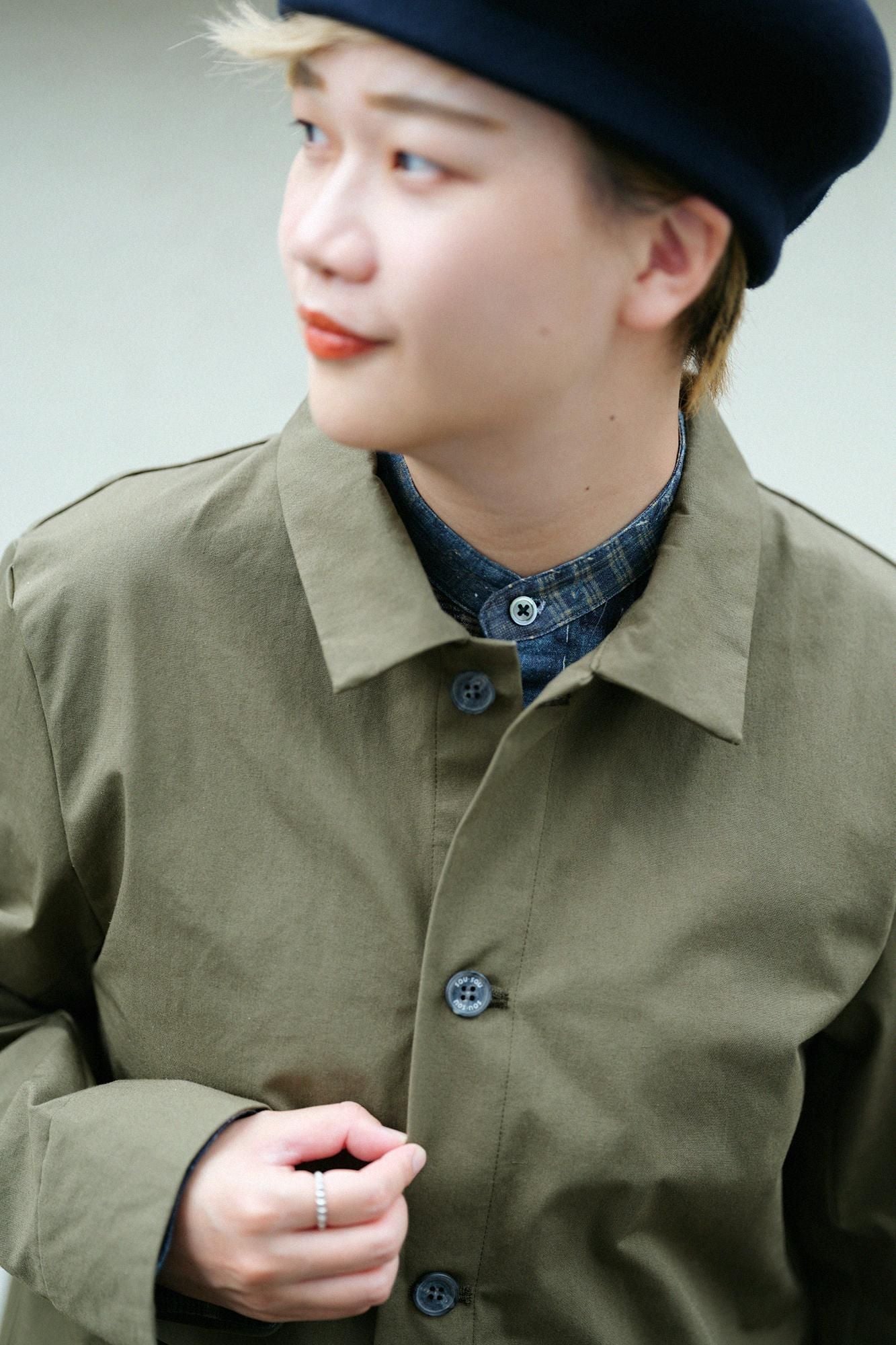 발수 웨더 클로스 칼라자켓/카키색 옷감