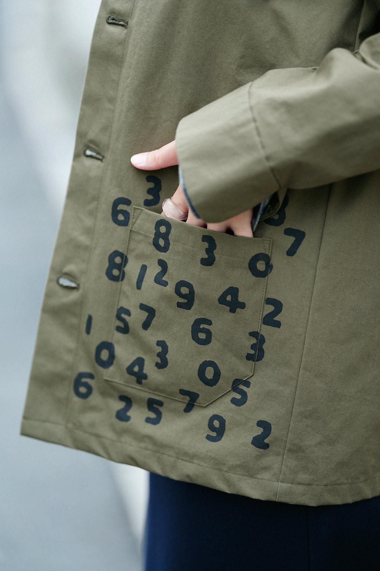 발수 웨더 클로스 칼라자켓/카키색 옷감