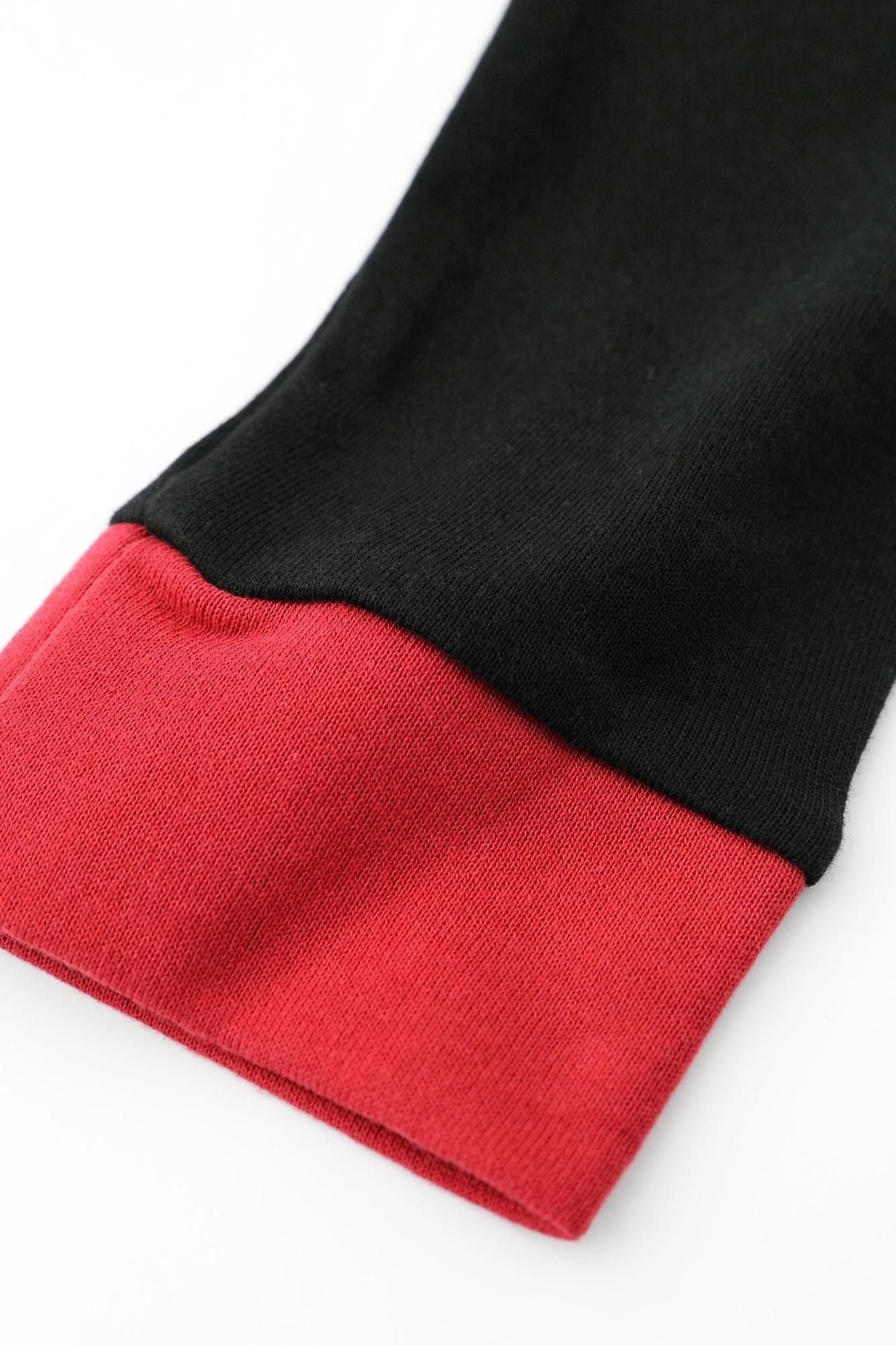 40双 ミニ裏毛 バイカラー長袖Tシャツ/ブラック