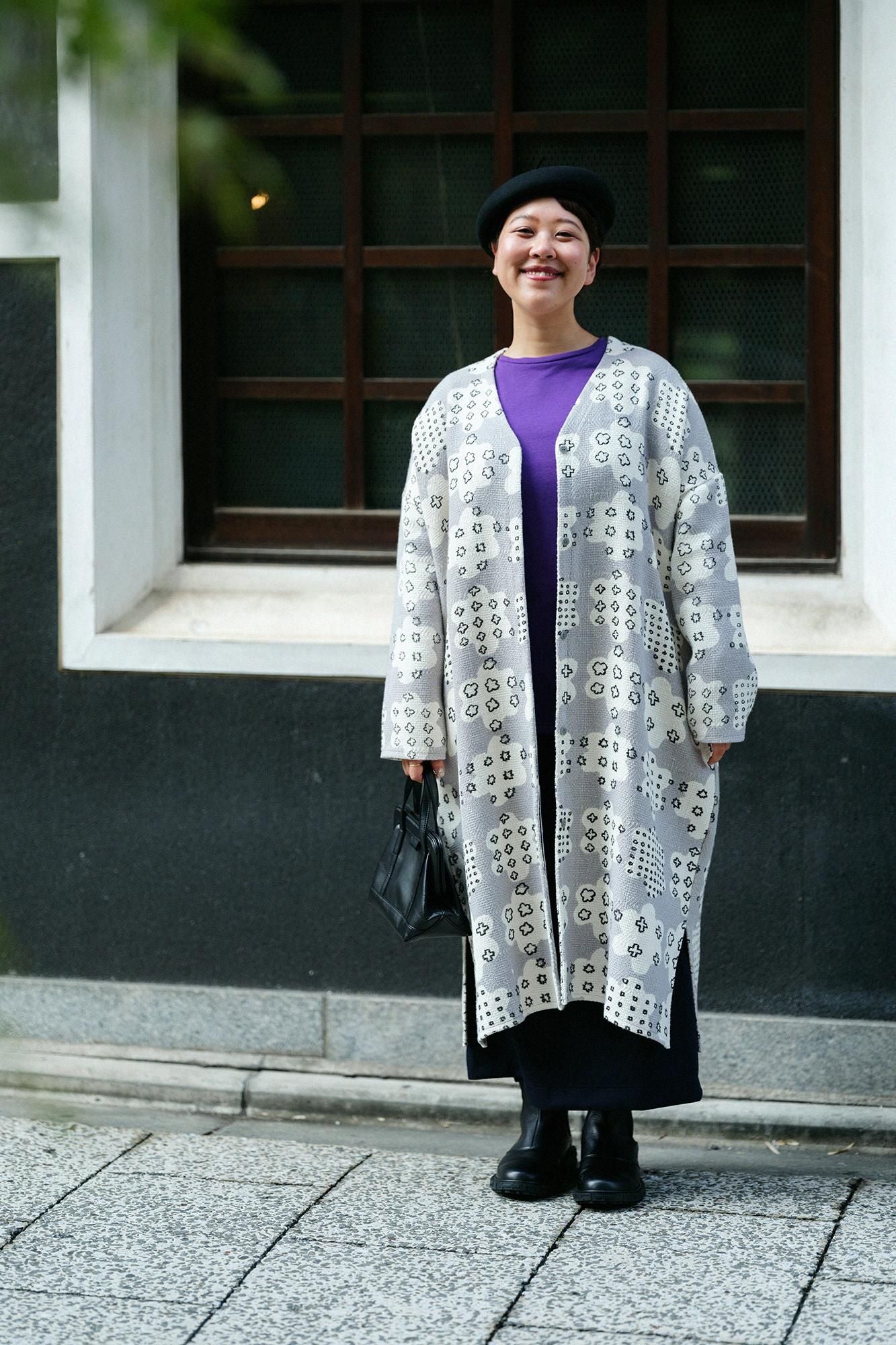 40双 ミニ裏毛 バイカラー長袖Tシャツ/パープル