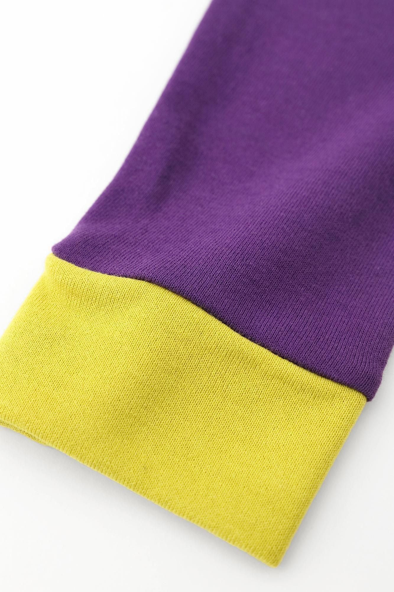 40双 ミニ裏毛 バイカラー長袖Tシャツ/パープル