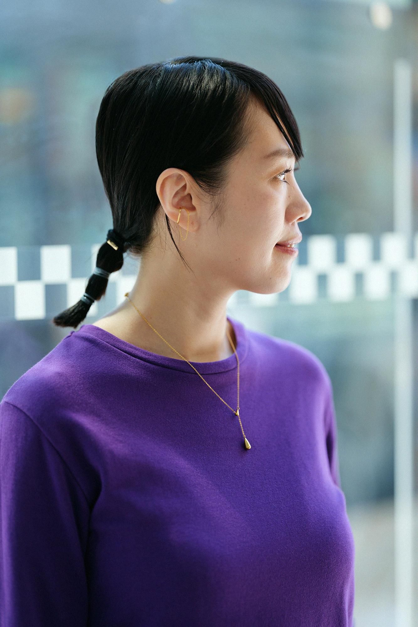 40双 ミニ裏毛 バイカラー長袖Tシャツ/パープル