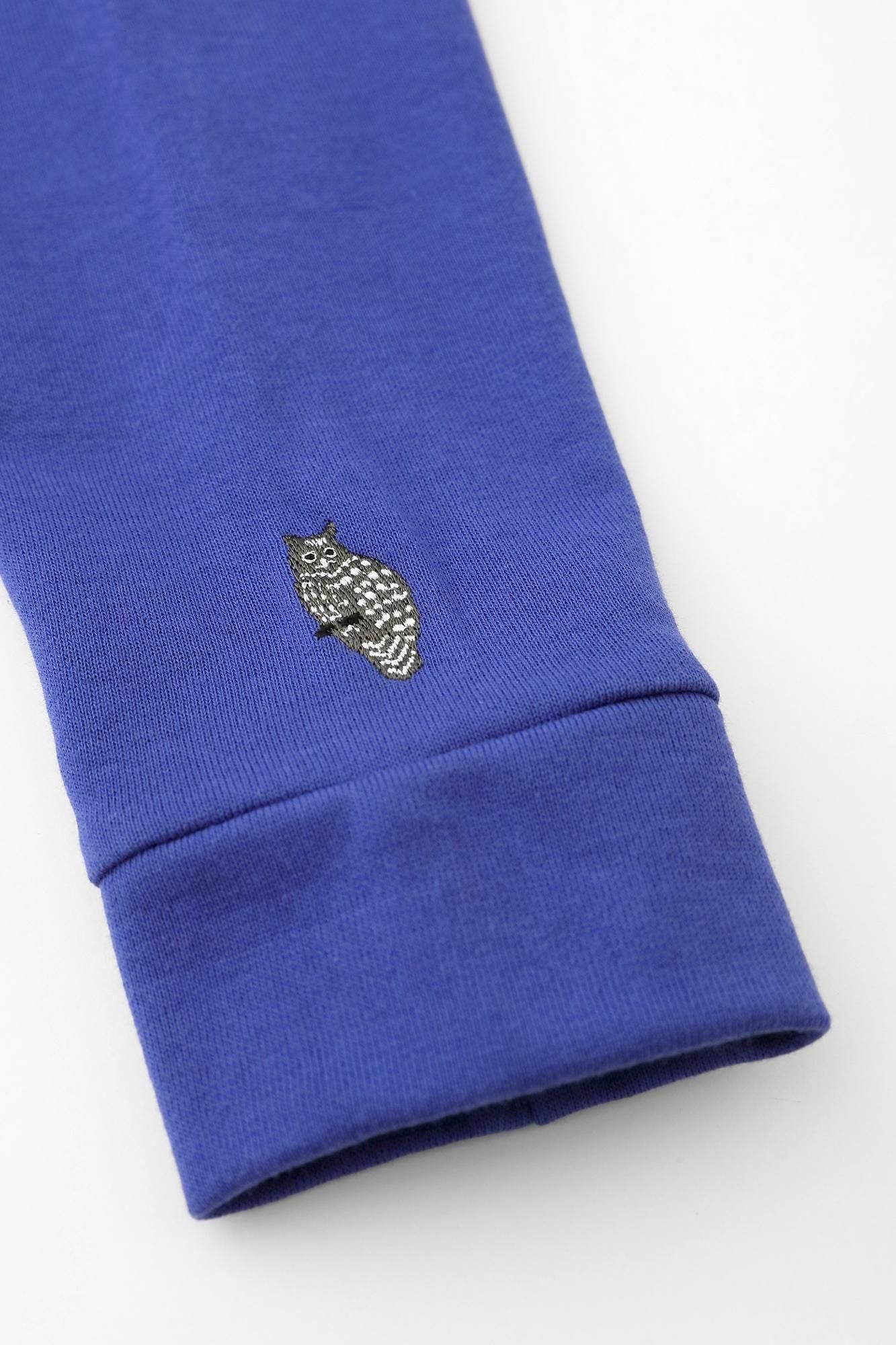 40双 ミニ裏毛 バイカラー長袖Tシャツ/ブルー