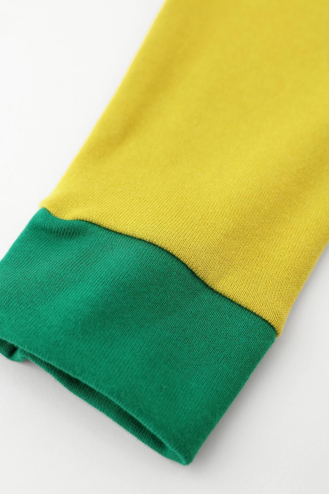 40双 ミニ裏毛 バイカラー長袖Tシャツ/イエロー