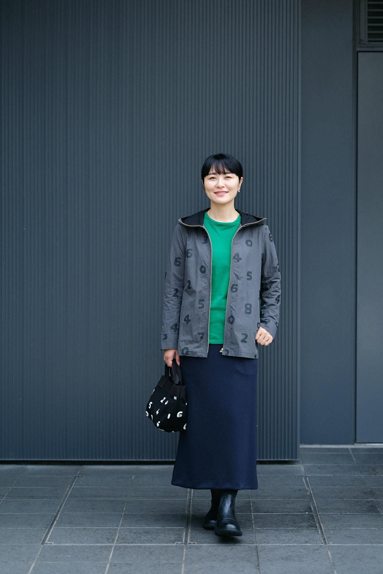 40双 ミニ裏毛 バイカラー長袖Tシャツ/グリーン