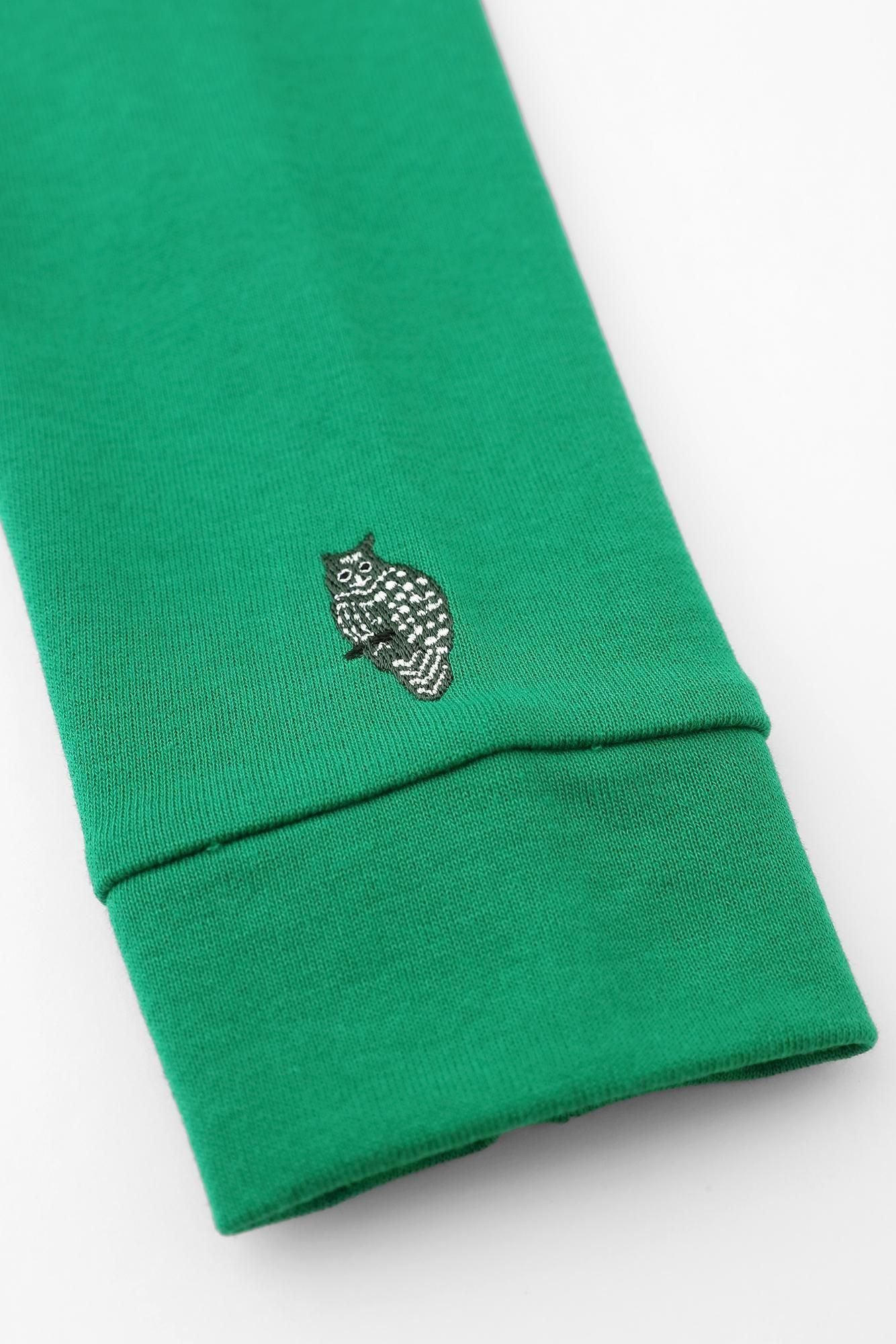 40双 ミニ裏毛 バイカラー長袖Tシャツ/グリーン