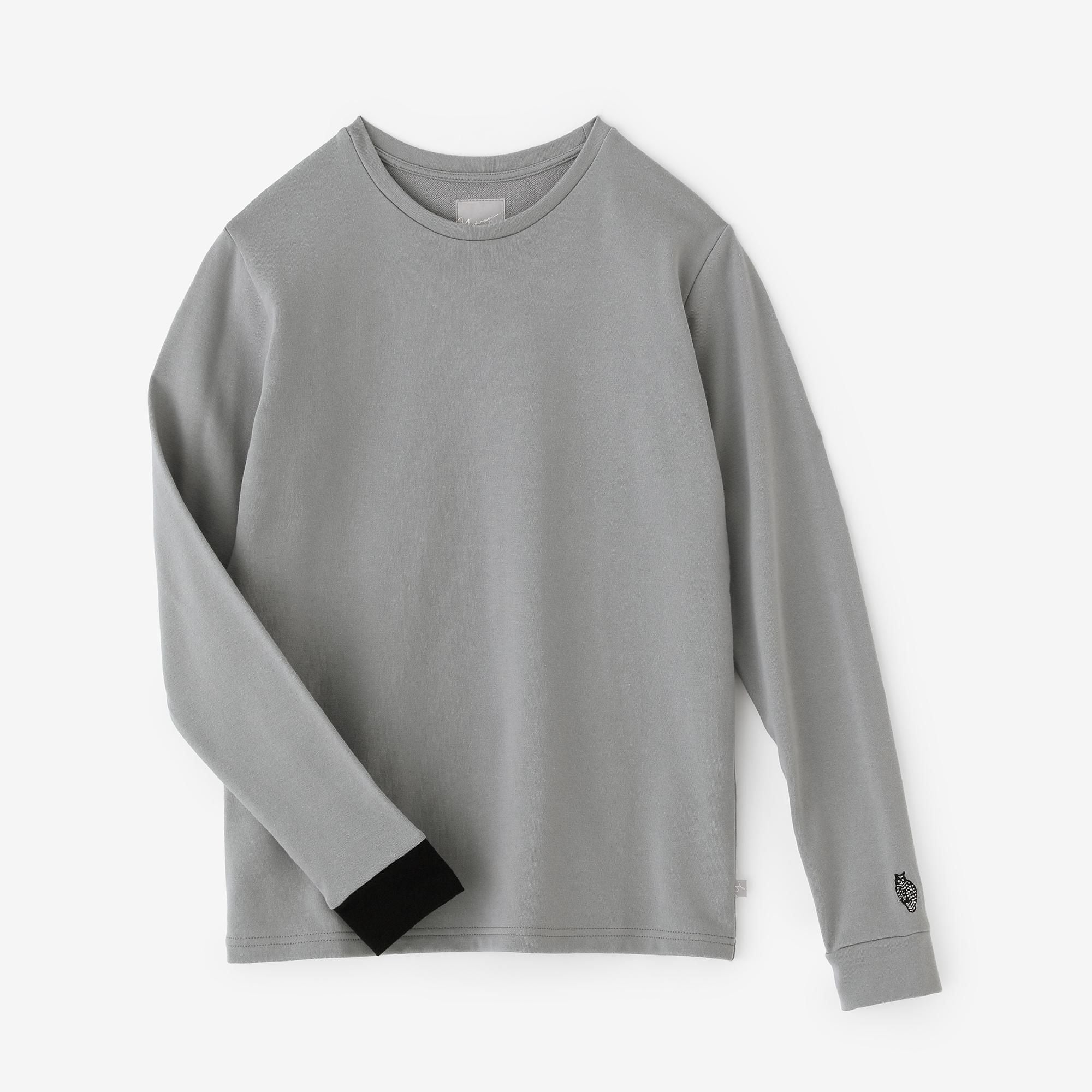 40双 ミニ裏毛 バイカラー長袖Tシャツ/グレー