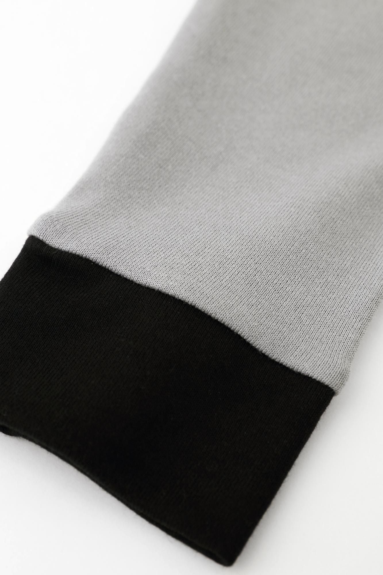 40双 ミニ裏毛 バイカラー長袖Tシャツ/グレー