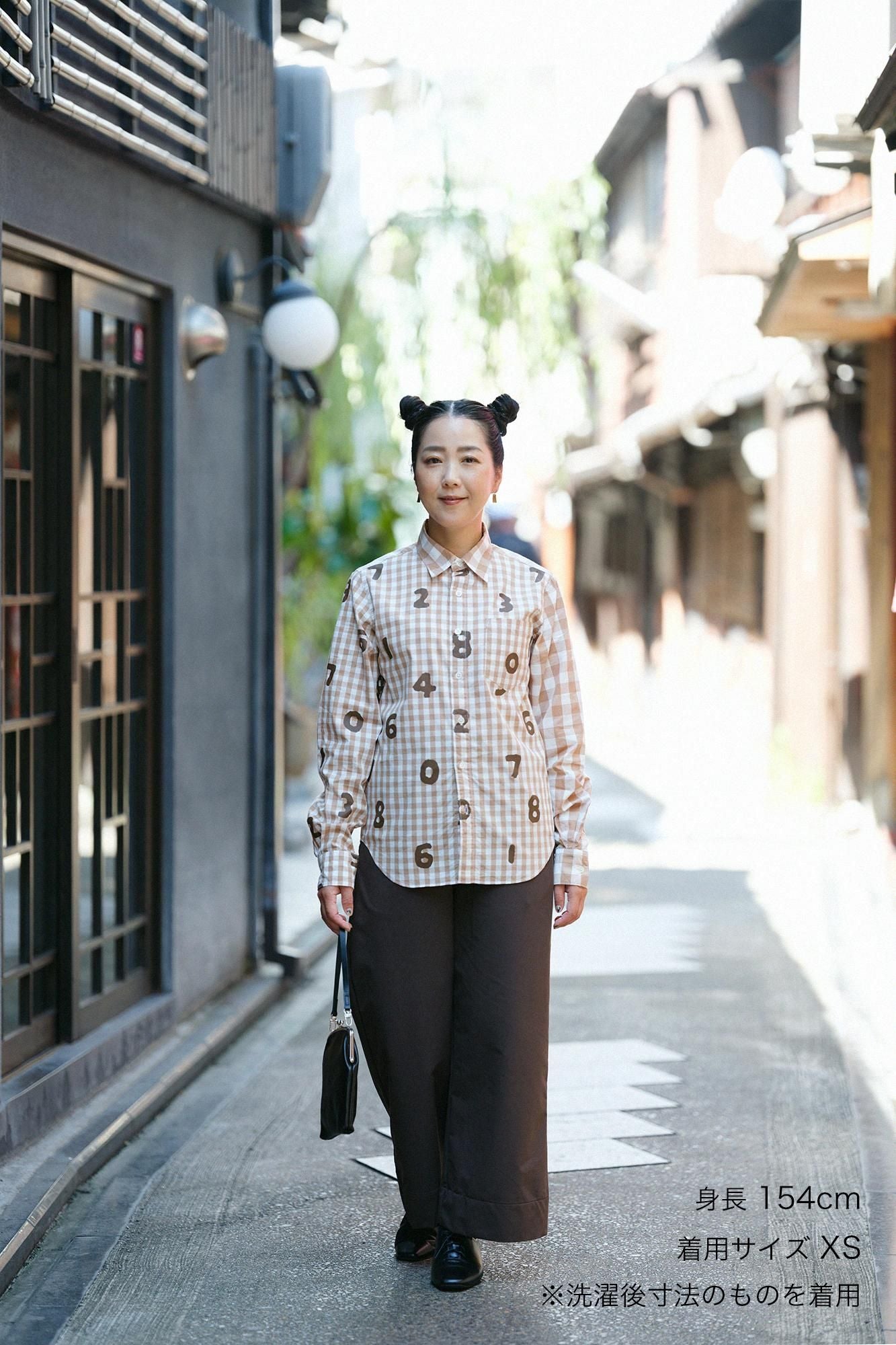 ギンガムチェックシャツ/SO-SU-U×キャメル