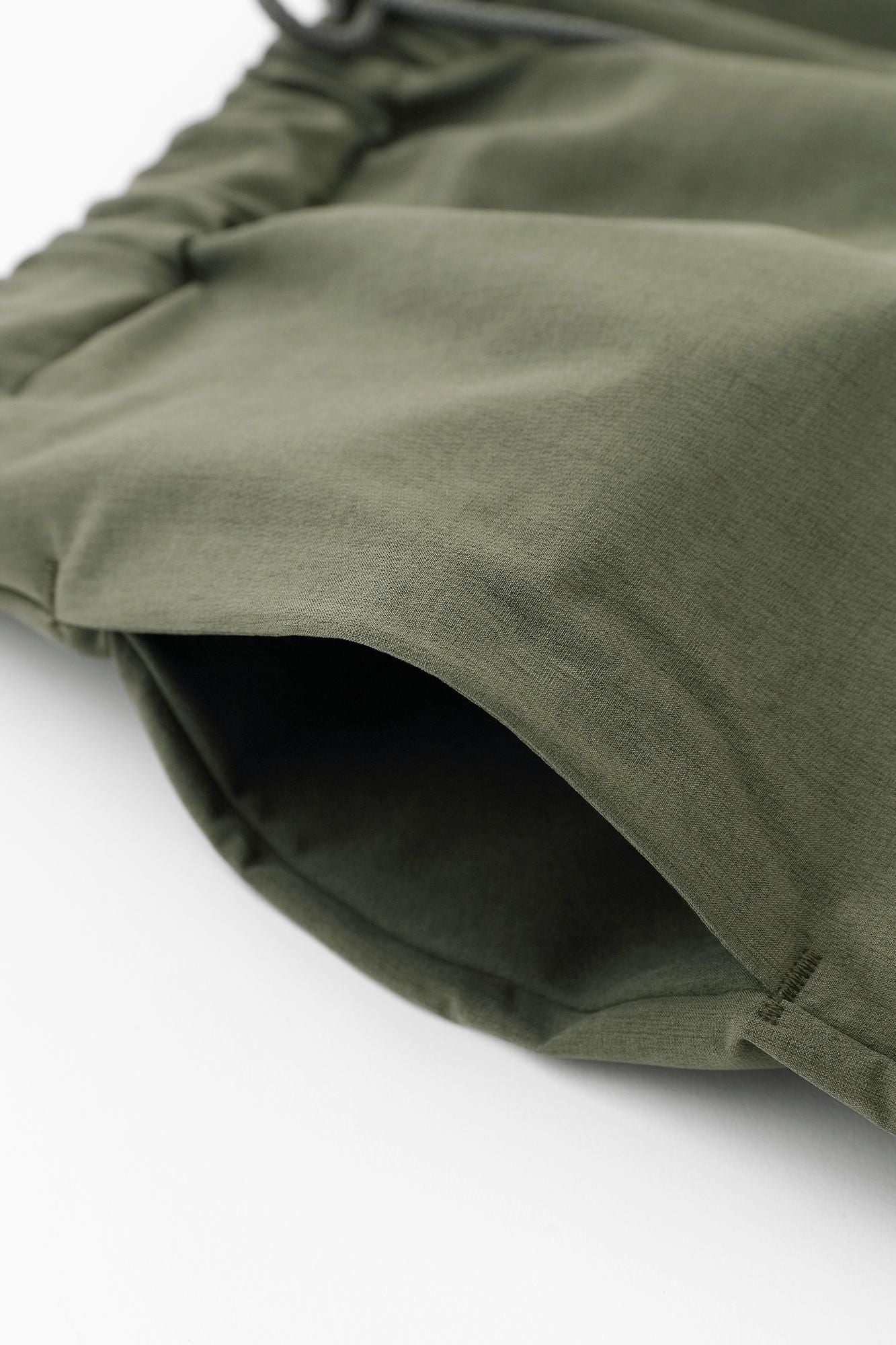 彈性 蜜桃絨 闊腿褲/橄欖綠