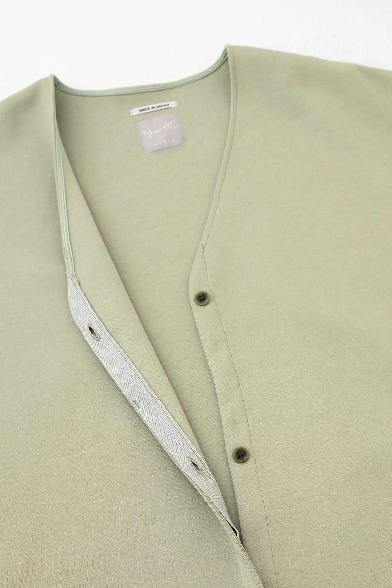 瓦楞針織 V領 輕型外套/青瓷