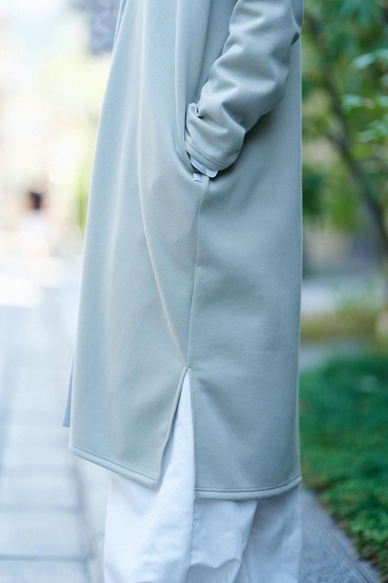 瓦楞針織 V領 輕型外套/青瓷