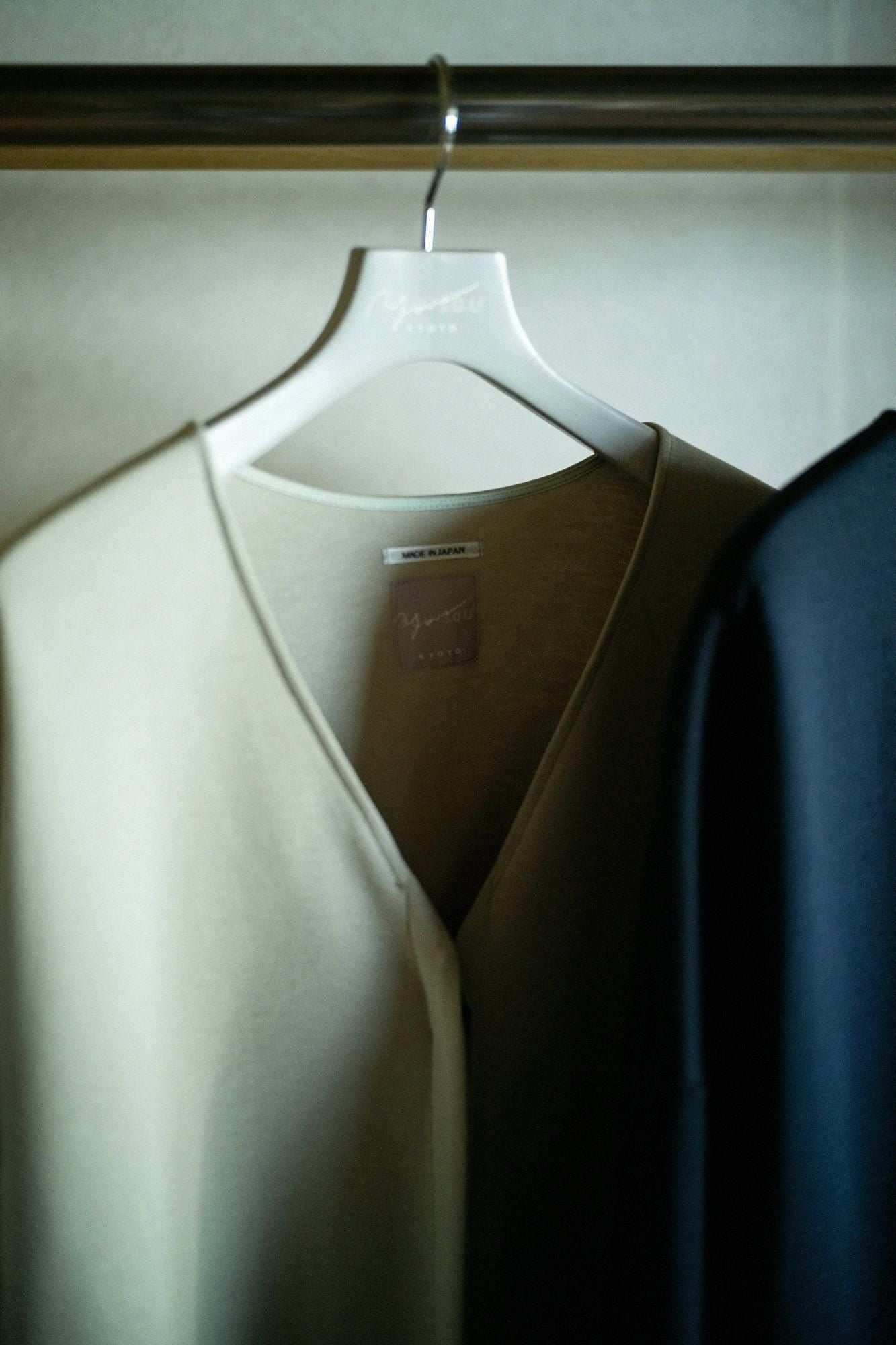 瓦楞針織 V領 輕型外套/青瓷