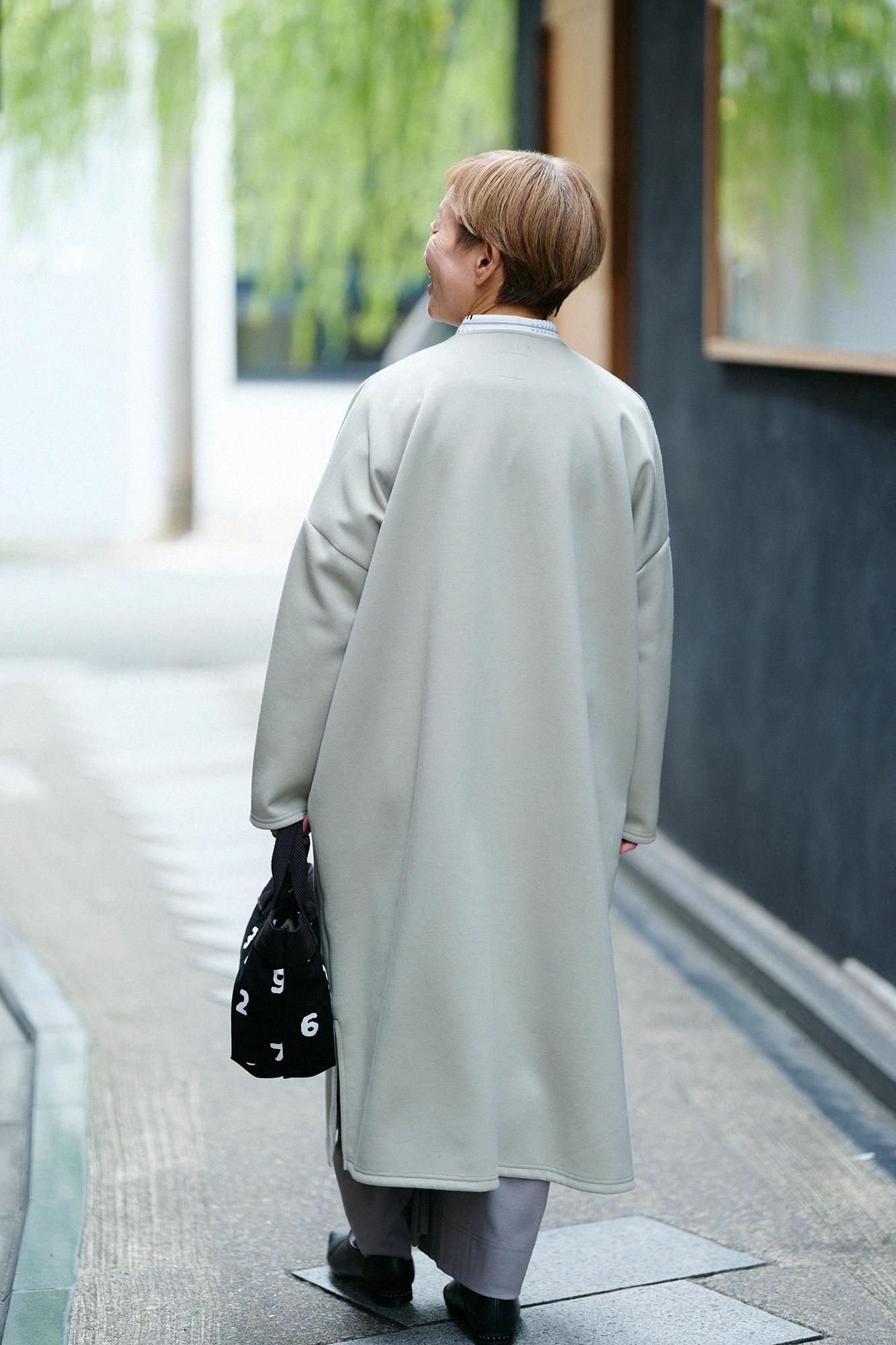 瓦楞針織 V領 輕型外套/青瓷