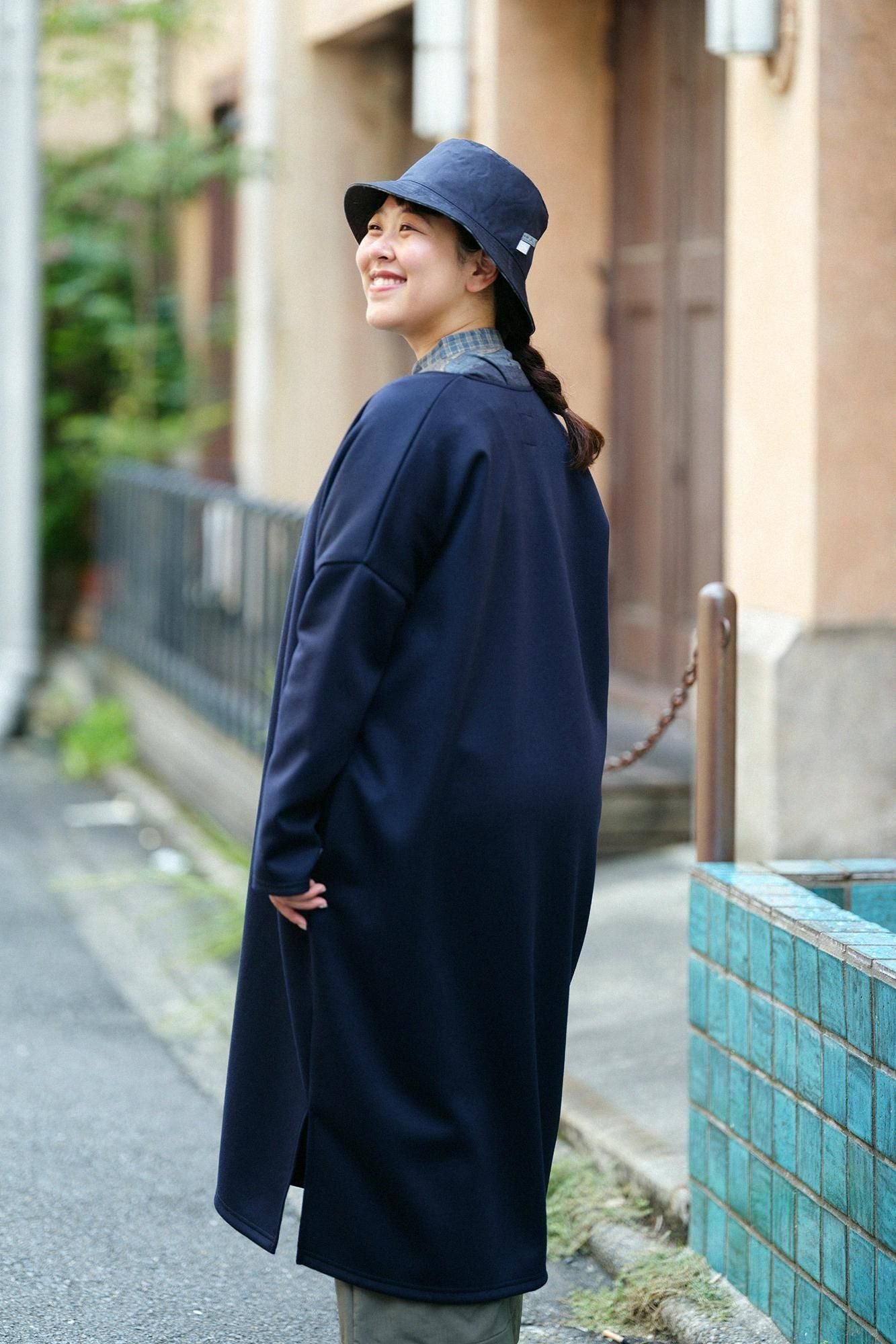 瓦楞針織 V領 輕型外套/深藍