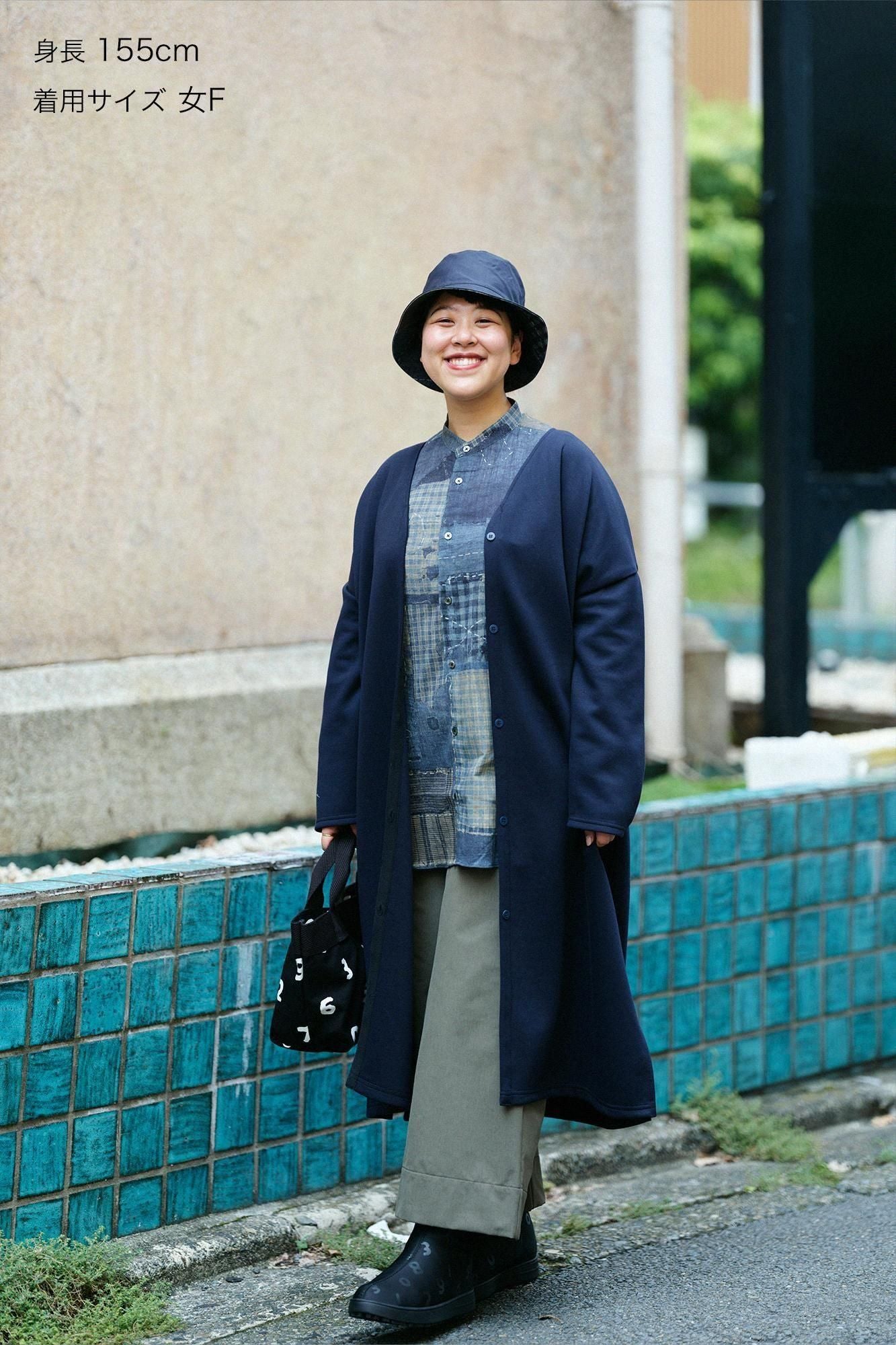 瓦楞針織 V領 輕型外套/深藍