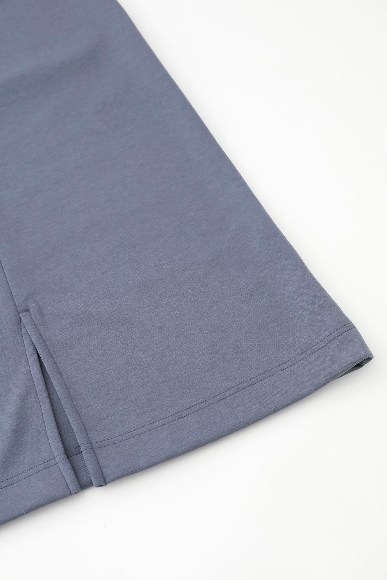 瓦楞針織 長裙/霧藍色