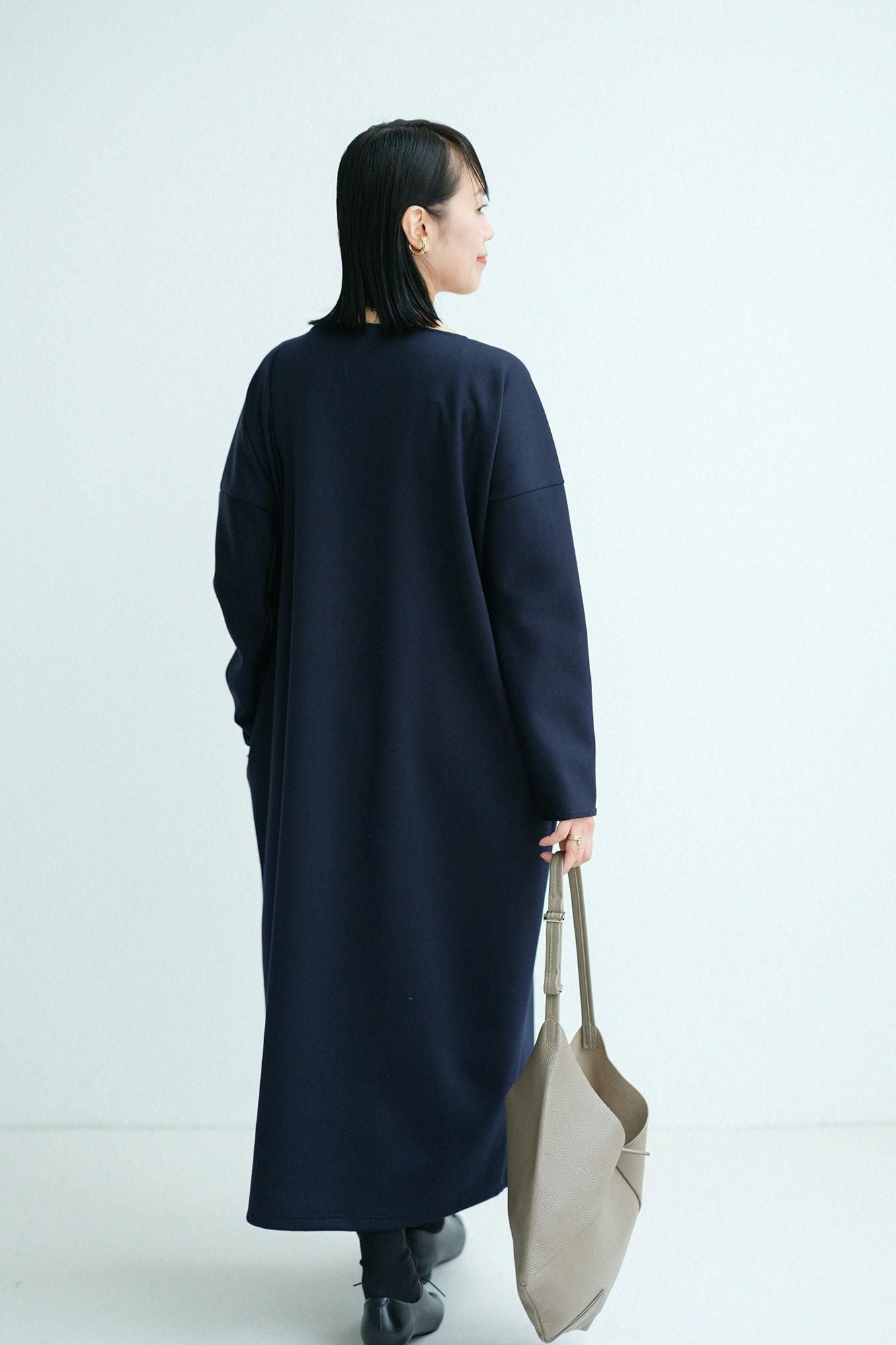 카드보드 니트 보트넥 L/S OP 맥시길이/다크네이비