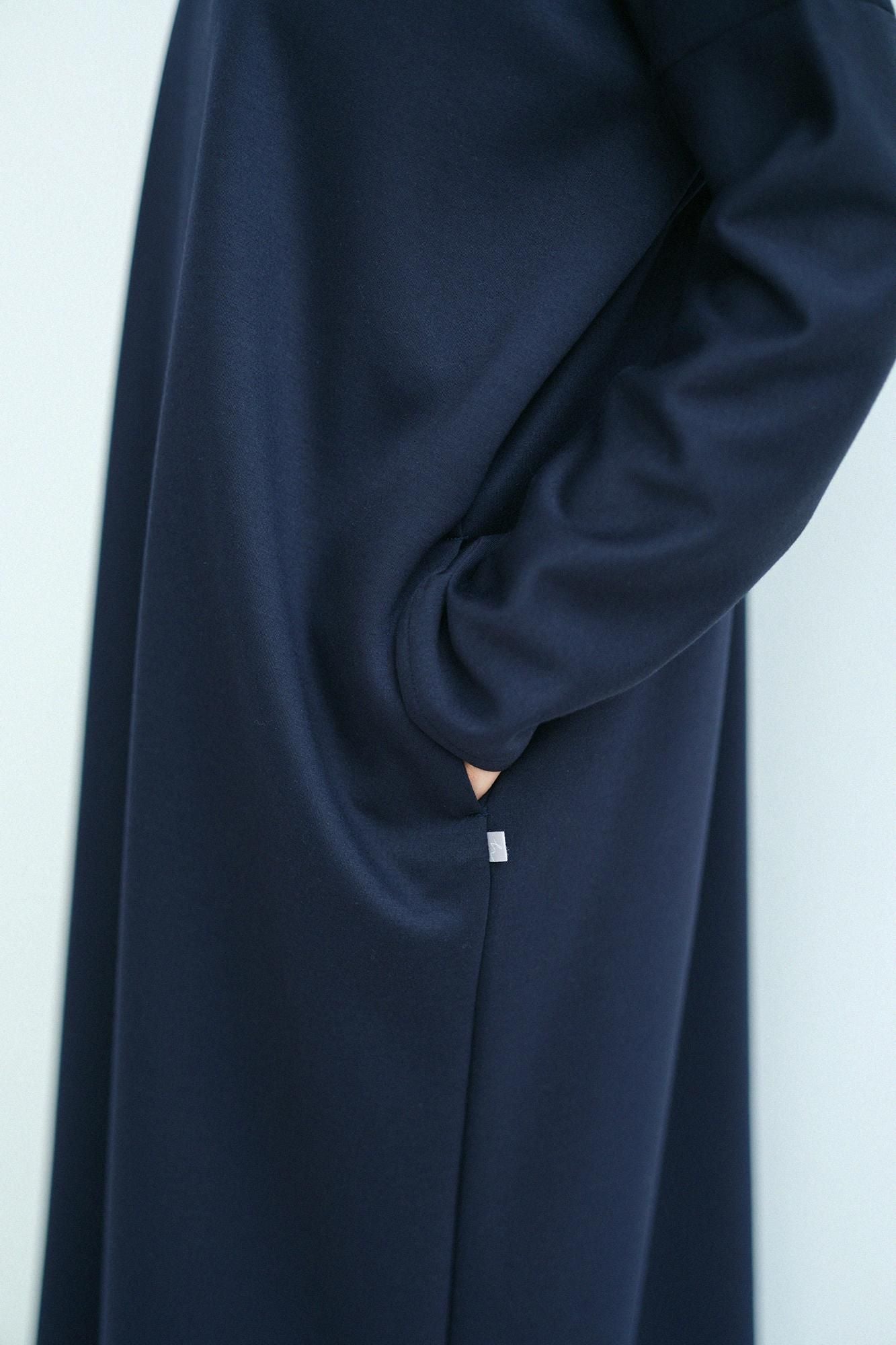 카드보드 니트 보트넥 L/S OP 맥시길이/다크네이비