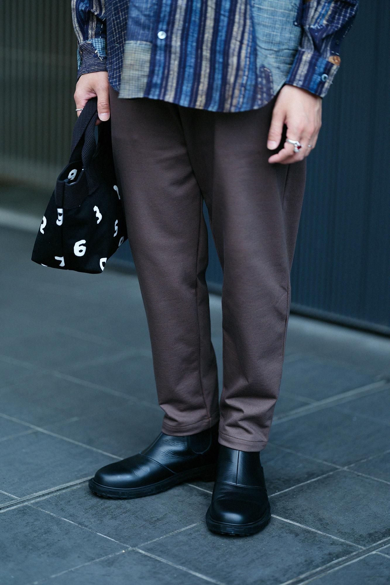 인레이 저지 이지 테이퍼드 팬츠/브라운