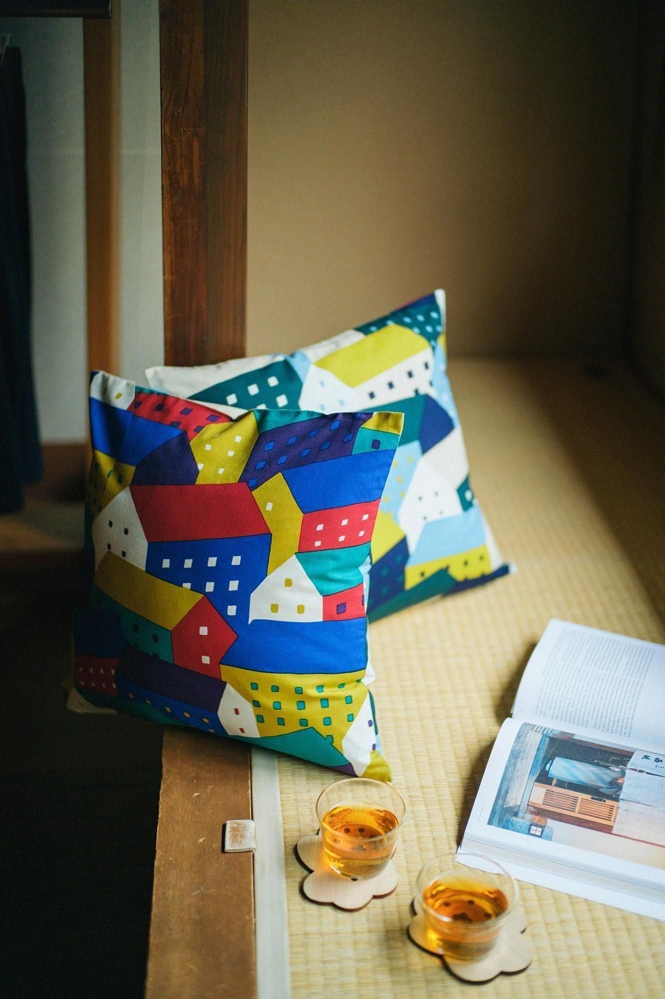 Housse de coussin à tissage uni 21e compte réversible/Kita no Kuni Moonlight x Kita no Kuni Tasai