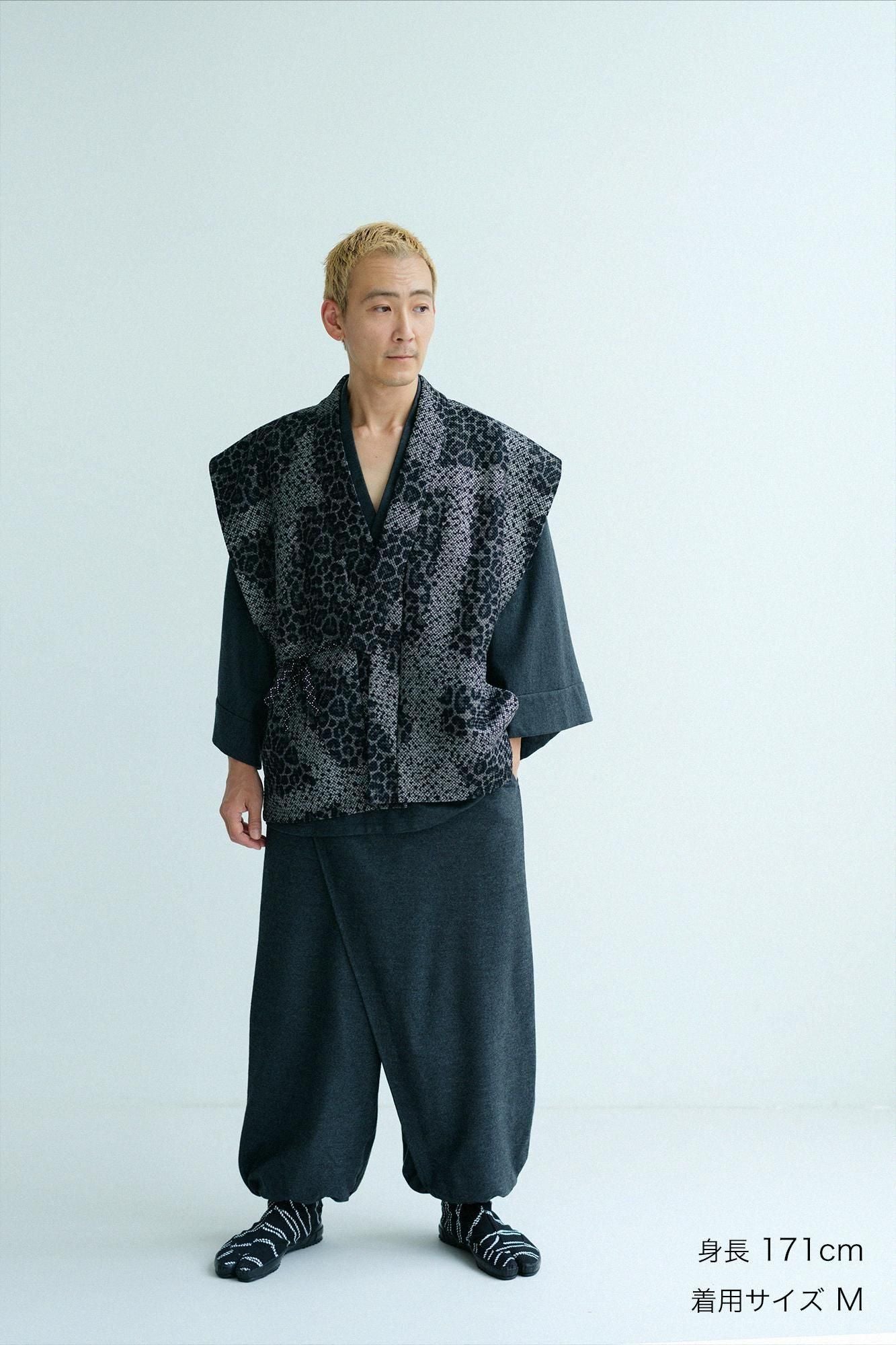 llaTsuCell weave Sleeveless Robe Undershirt (a)Waheight)/Tied-up Dark GreySpots (Koihai Spotted)