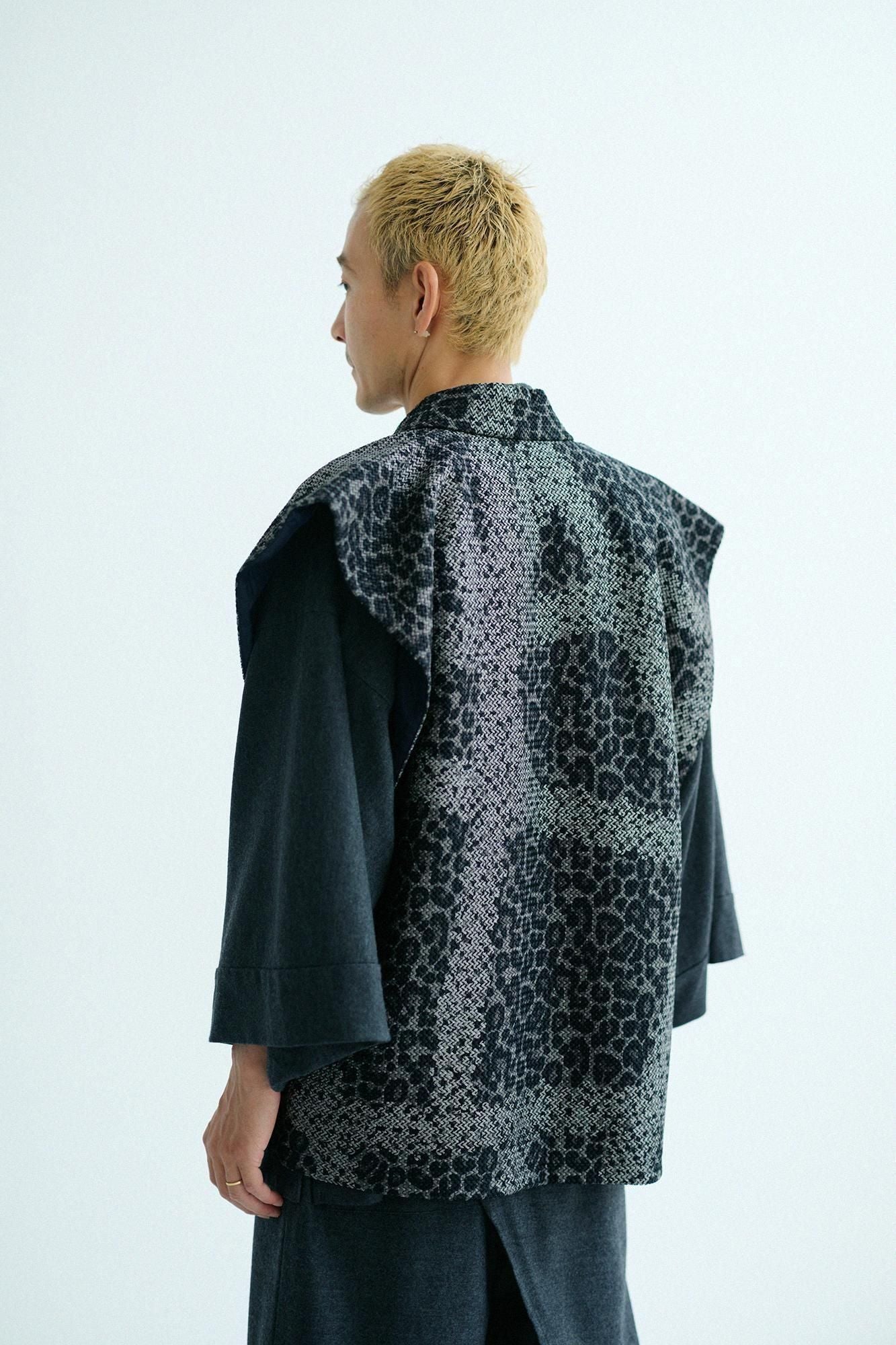 llaTsuCell weave Sleeveless Robe Undershirt (a)Waheight)/Tied-up Dark GreySpots (Koihai Spotted)