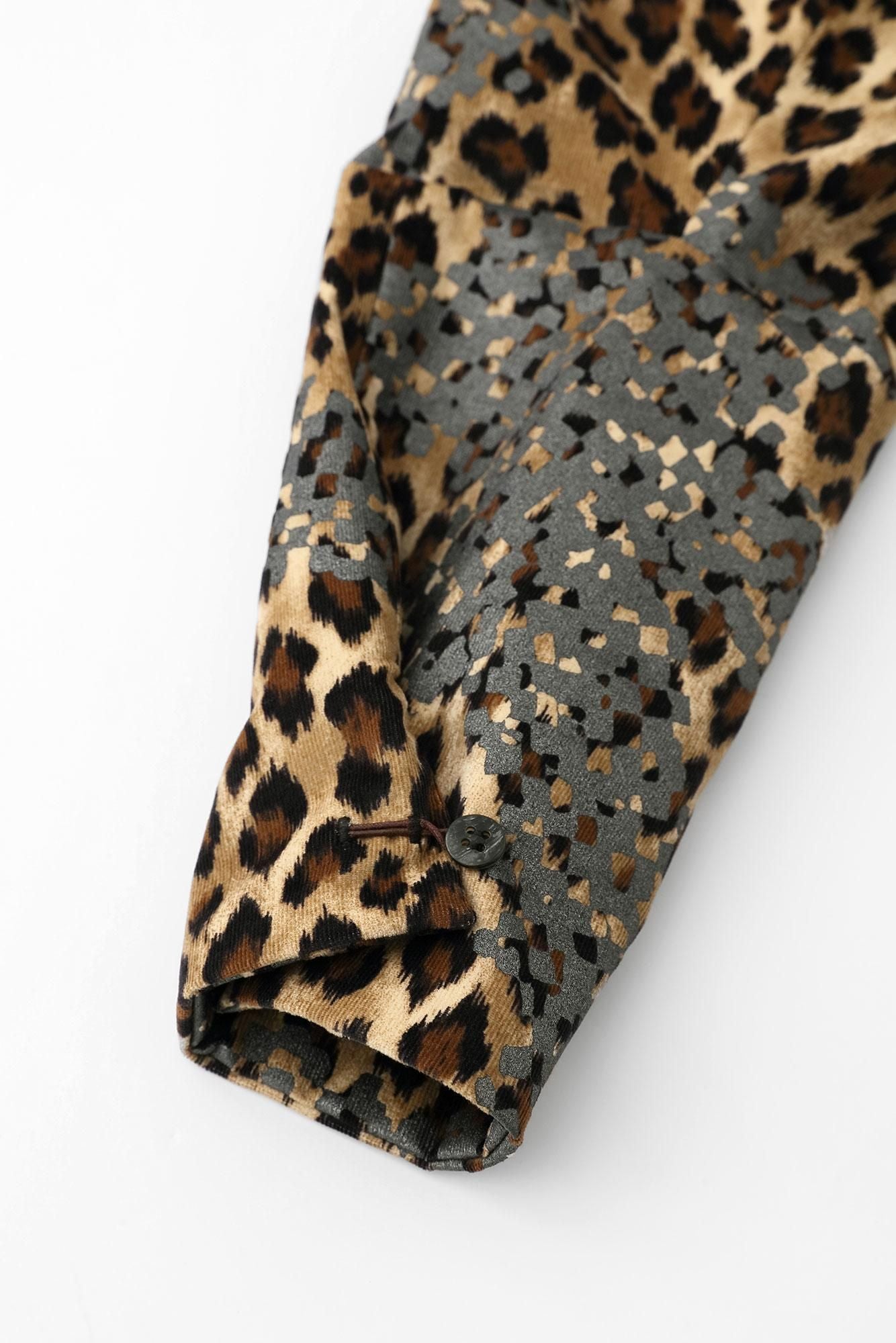 Corduroy Band Collar(Tachieri) Tsutsusode robe (tsutsu-sode robe)signDeshinii)/Tied-up Leopard Spots