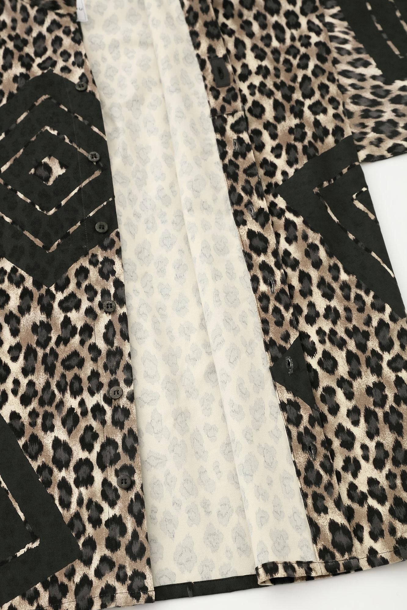 Kohlefarbenes Oberteil, Stehkragen, Tsutsusode-Shini mit Ärmeln/Yamaohako, Leopardenflecken