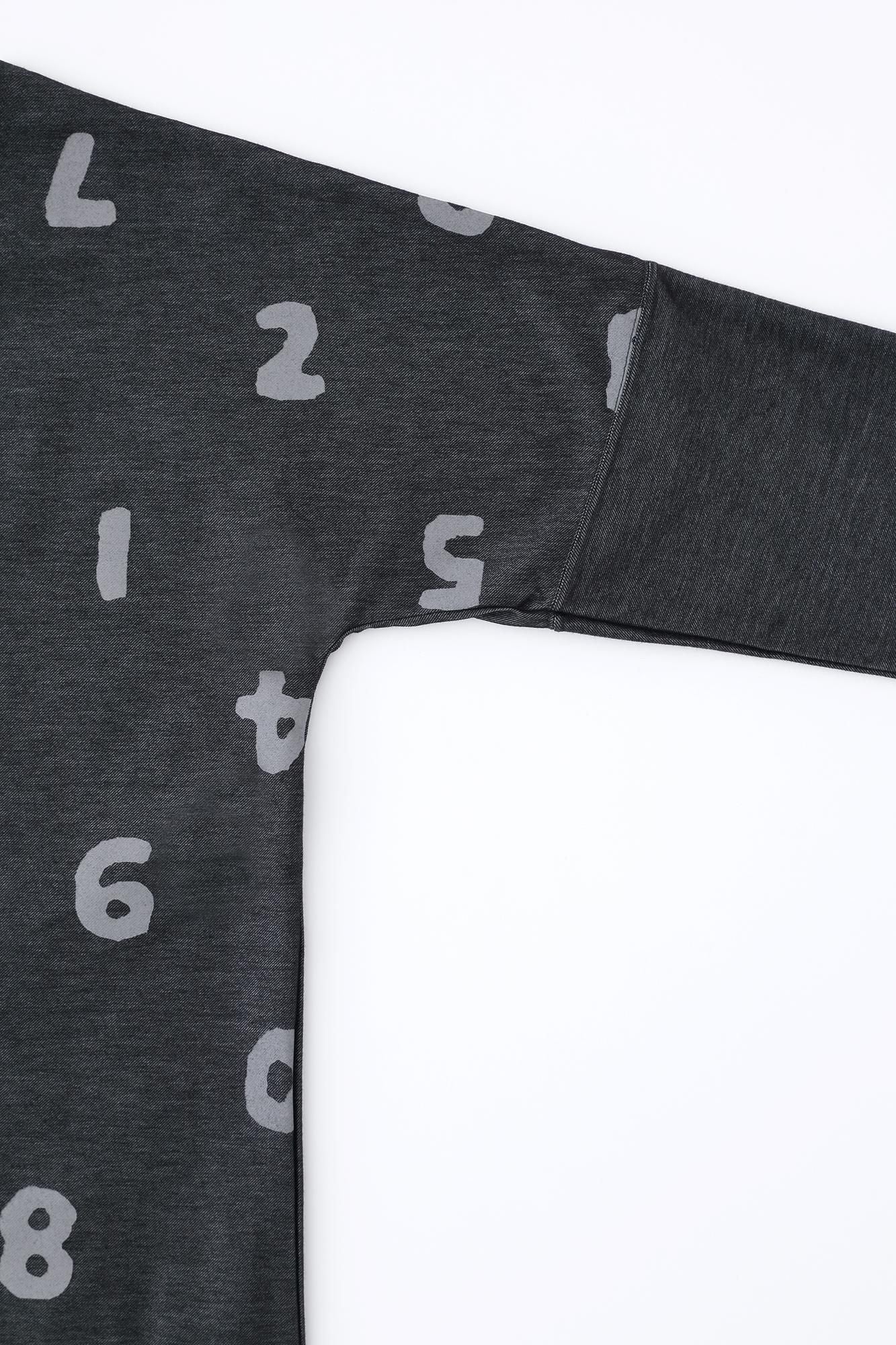 斜紋針織模切長袖T-shirt / SO-SU-U十數 上下 混深藍灰色