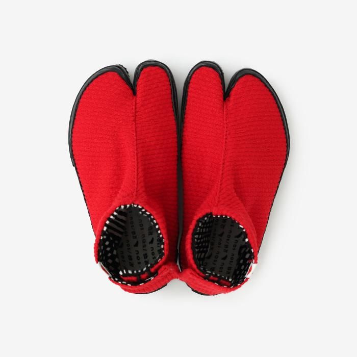 ●兒童分趾足袋鞋/刺子繡 紅色2