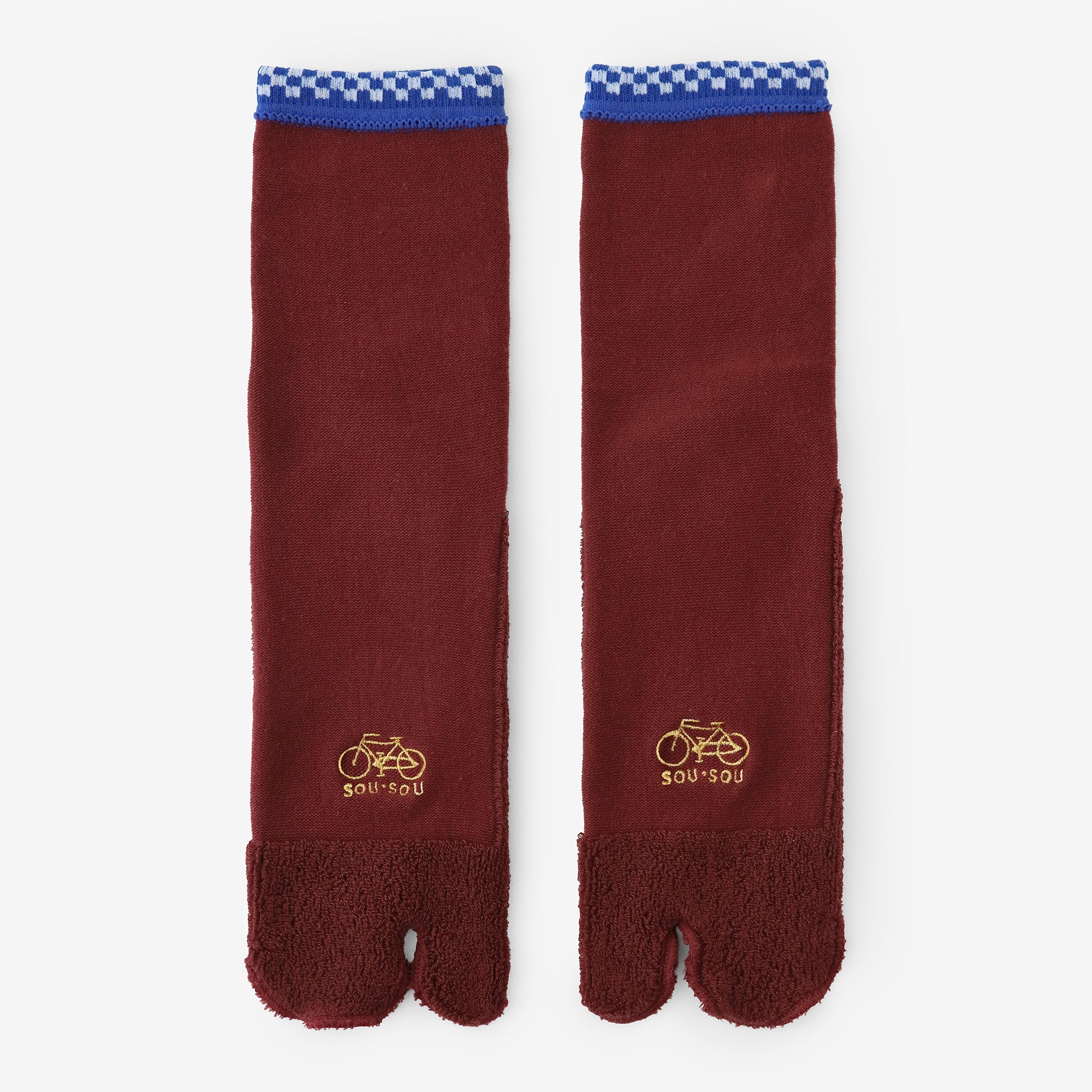 毛巾質地足袋襪(普通長度)/深紅色