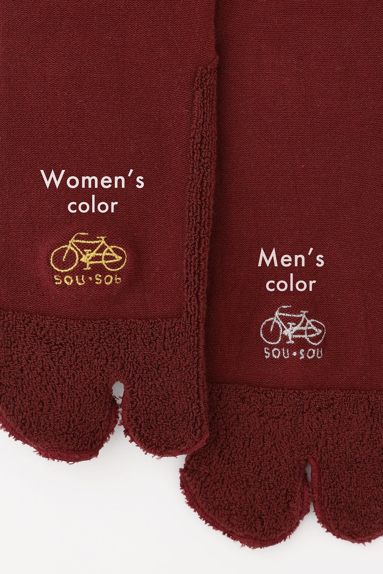 毛巾質地足袋襪(普通長度)/深紅色