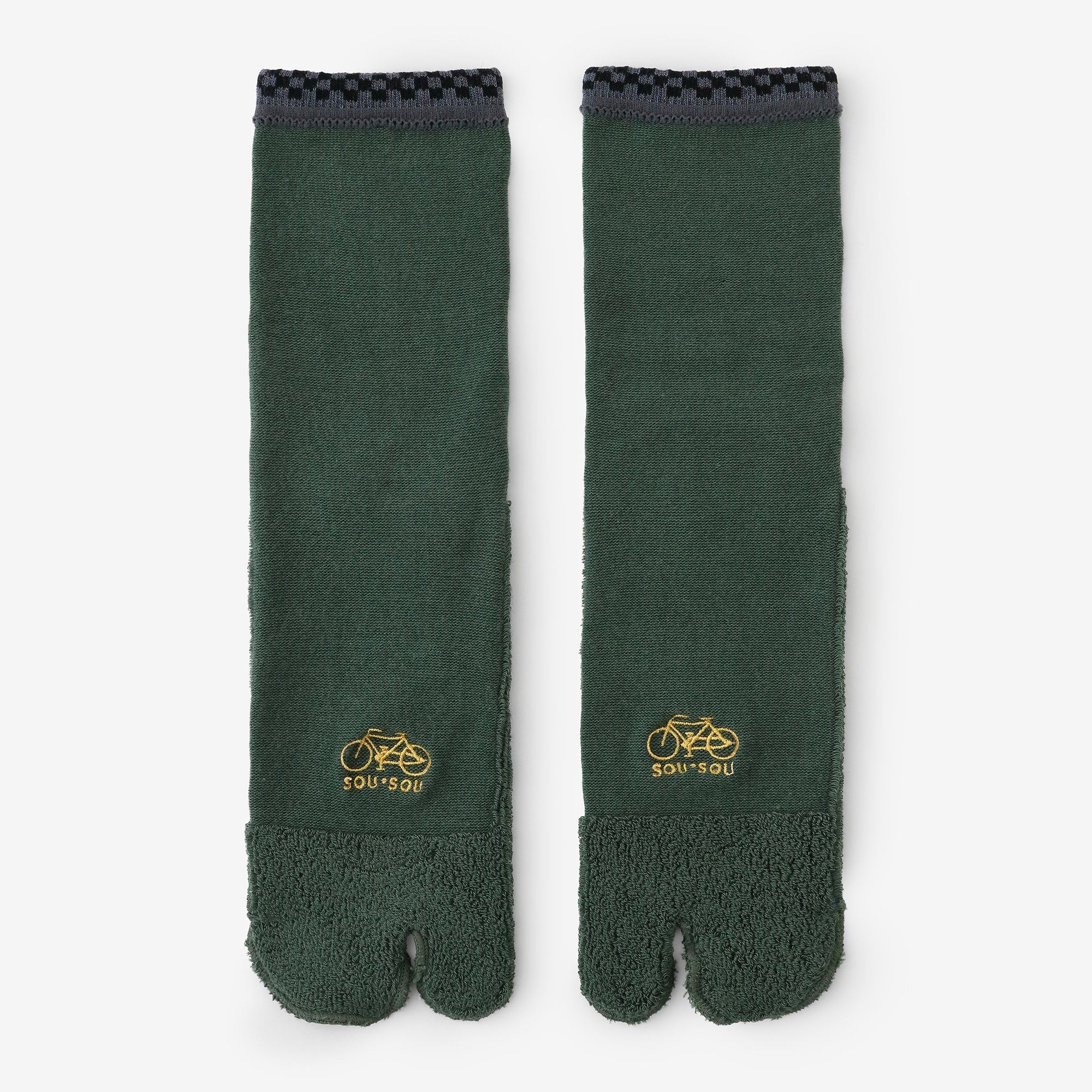 毛巾質地足袋襪(普通長度)/青苔色