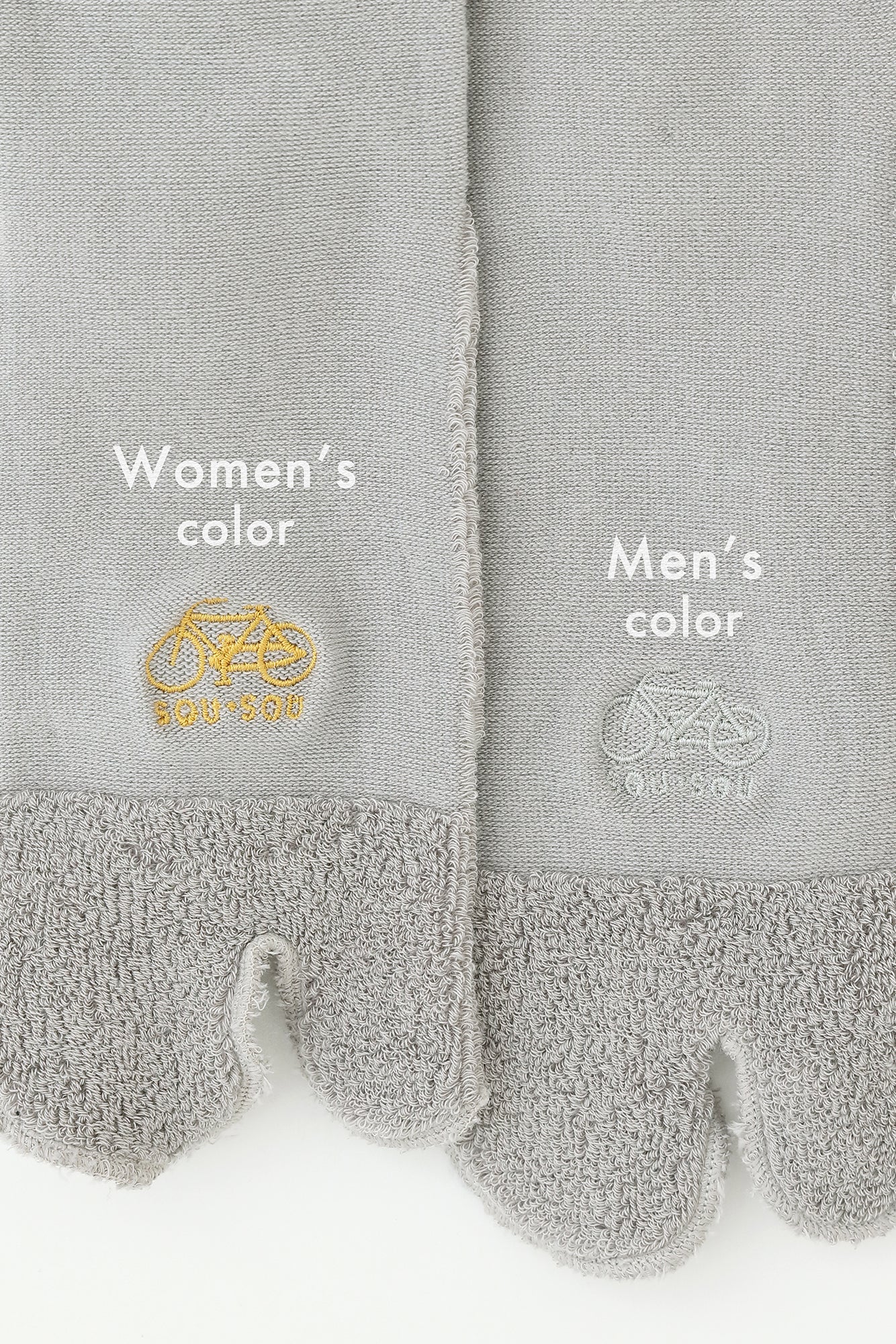 毛巾質地足袋襪(腳踝長度)/銀灰色