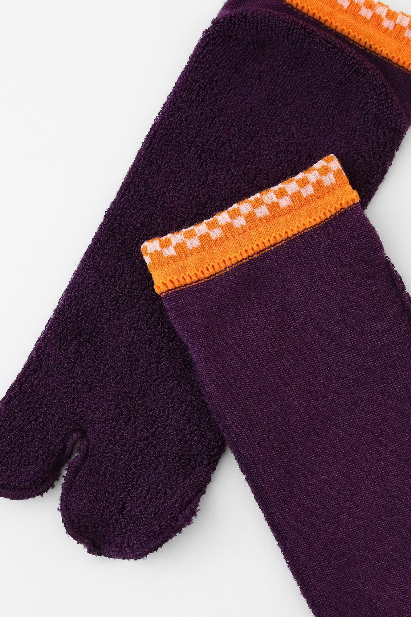 毛巾質地足袋襪(腳踝長度)/茄子色