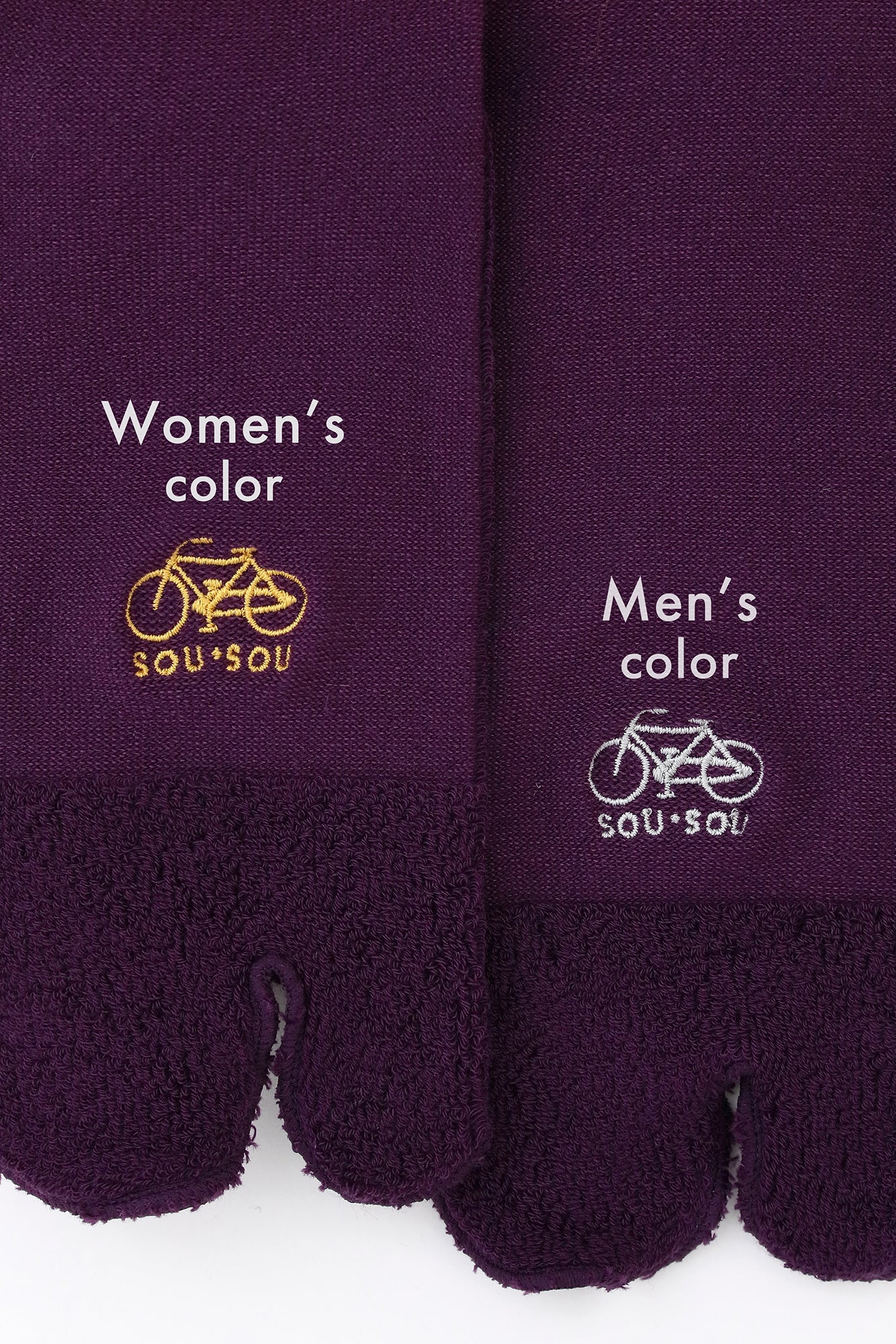 毛巾質地足袋襪(腳踝長度)/茄子色