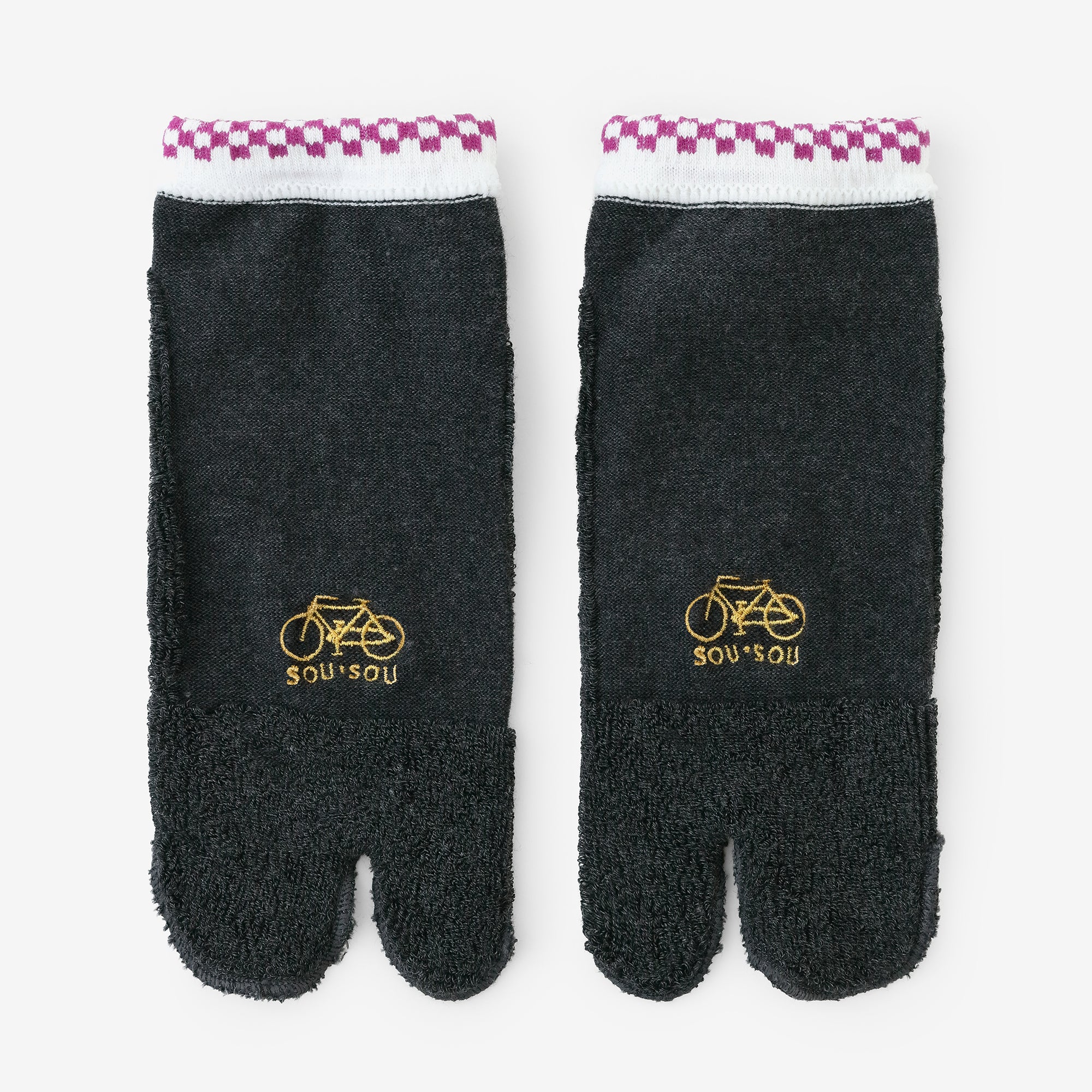 毛巾質地足袋襪(腳踝長度)/深灰色